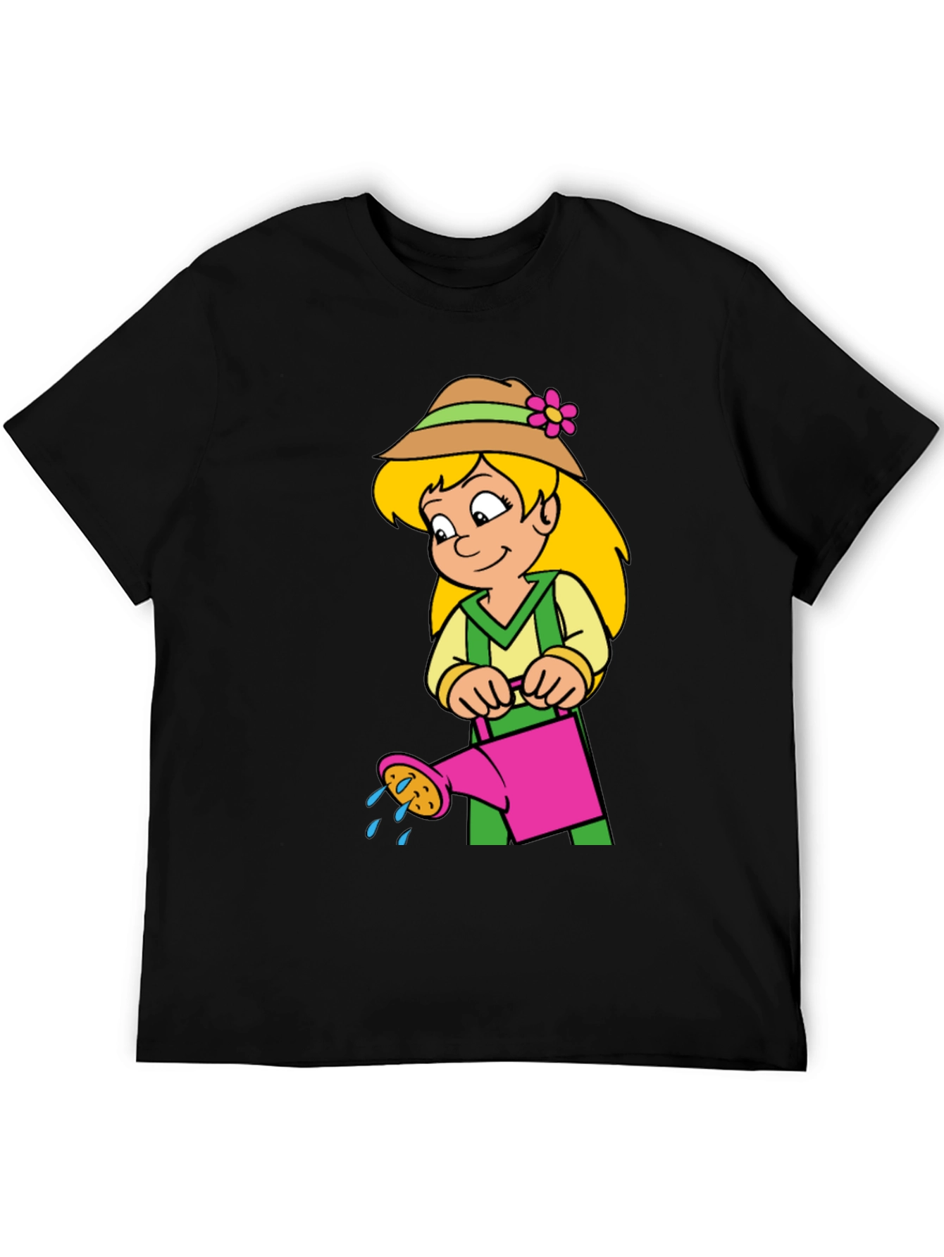 Black Gardener Girl Cartoon T-Shirt view 5