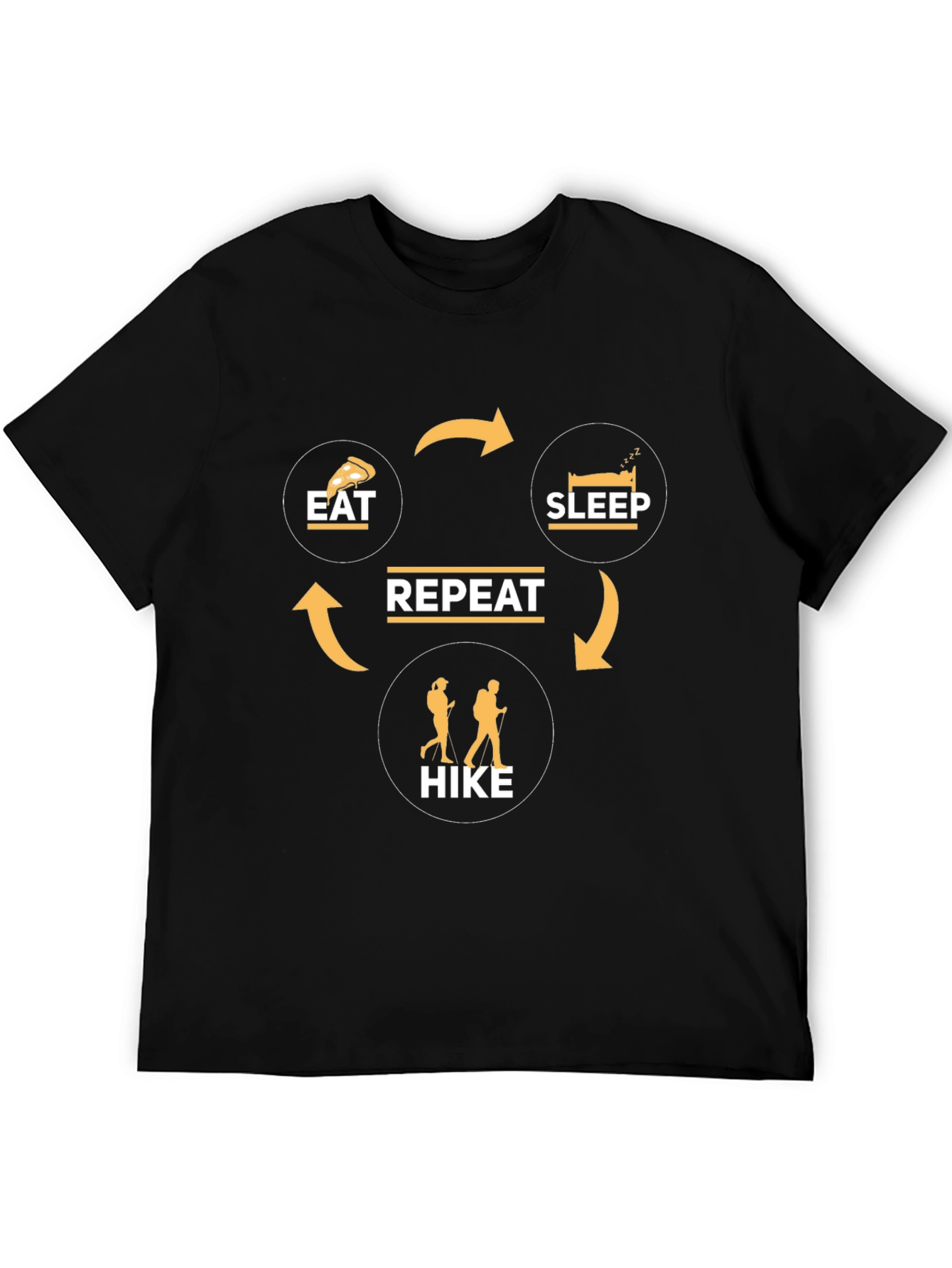 Black Eat Sleep Hike Repeat - Funny Hiking T-Shirt view 5