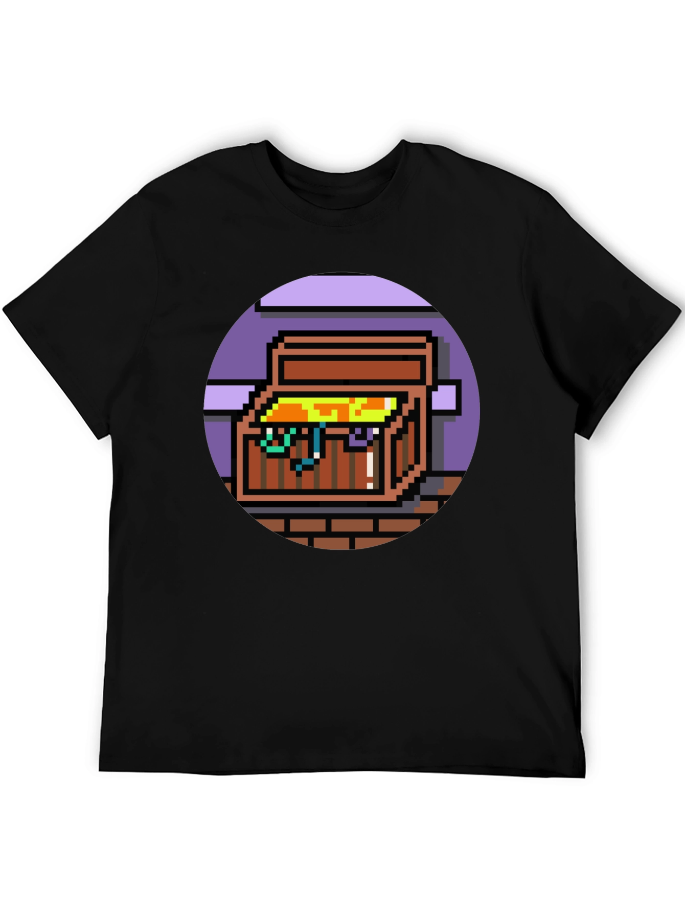 Black Pixelated Treasure Chest Graphic Tee view 5
