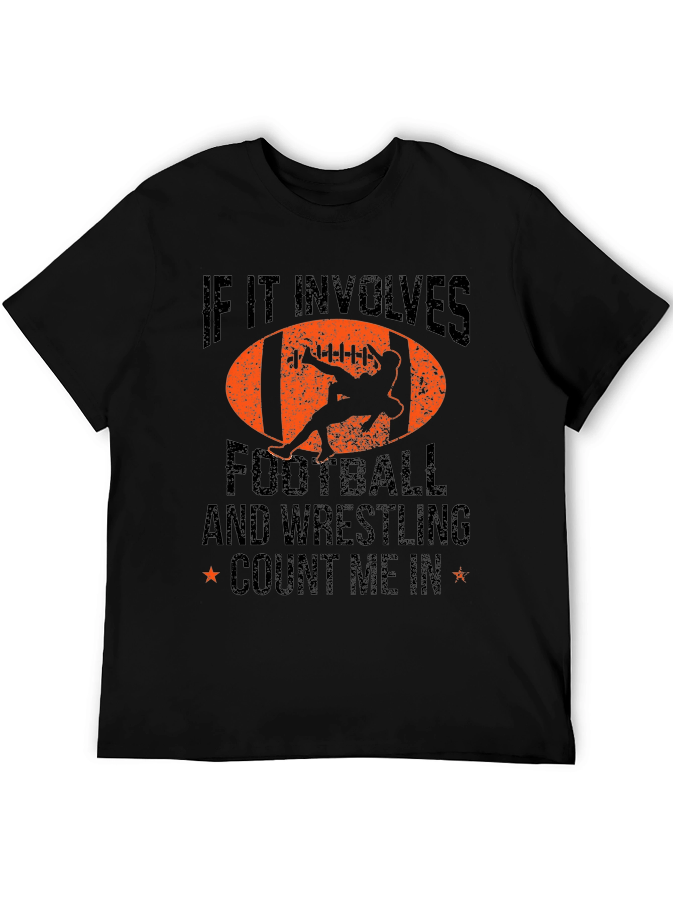 Black Football & Wrestling Graphic Tee view 5