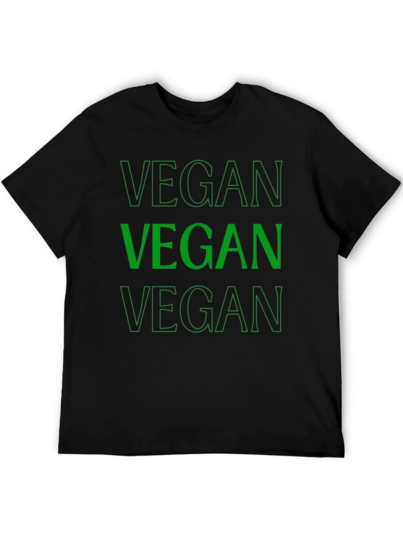 Black Vegan T-Shirt - Bold Green Lettering view 5