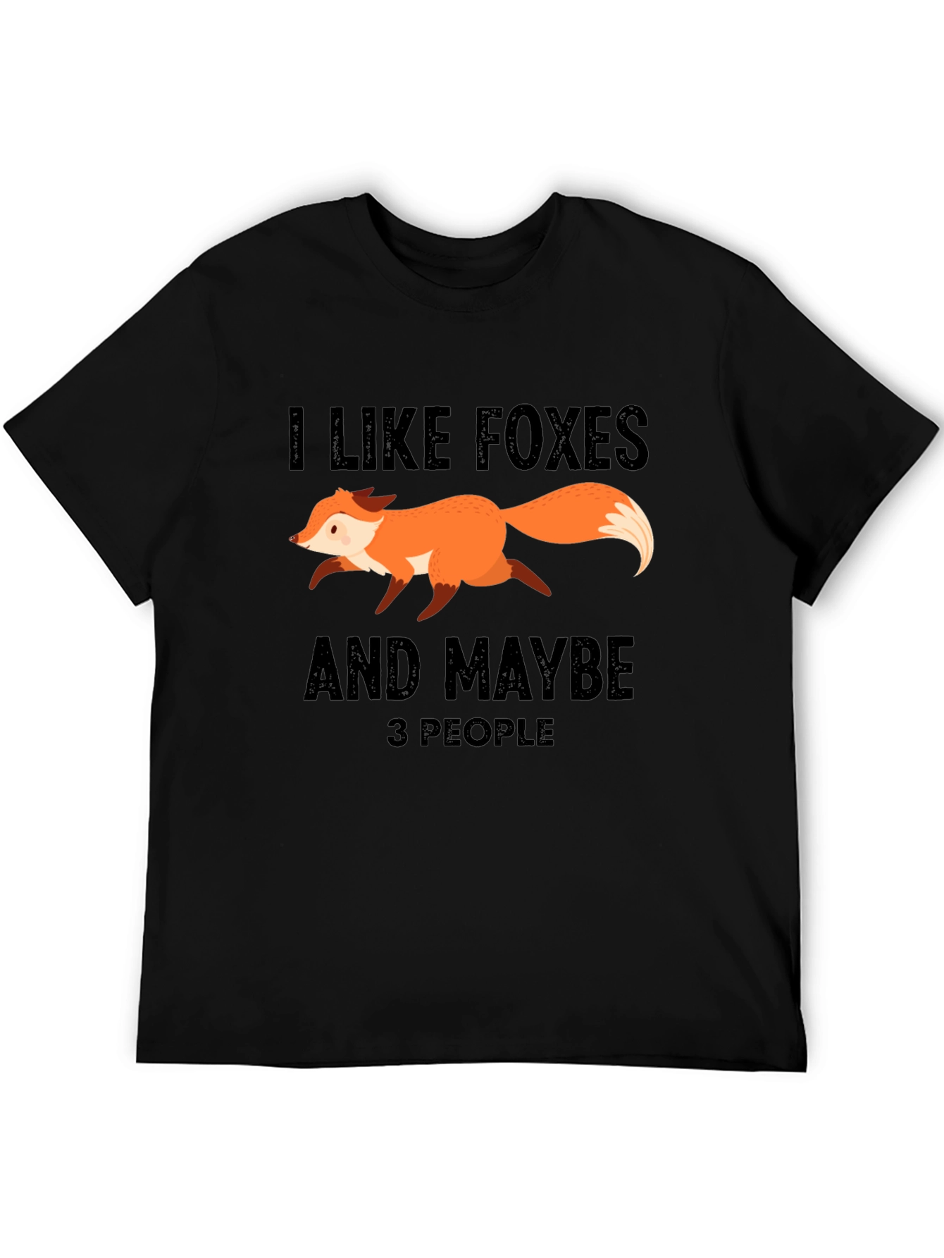 Black Funny Fox Lover Graphic T-Shirt - I Like Foxes and Maybe 3 People view 5