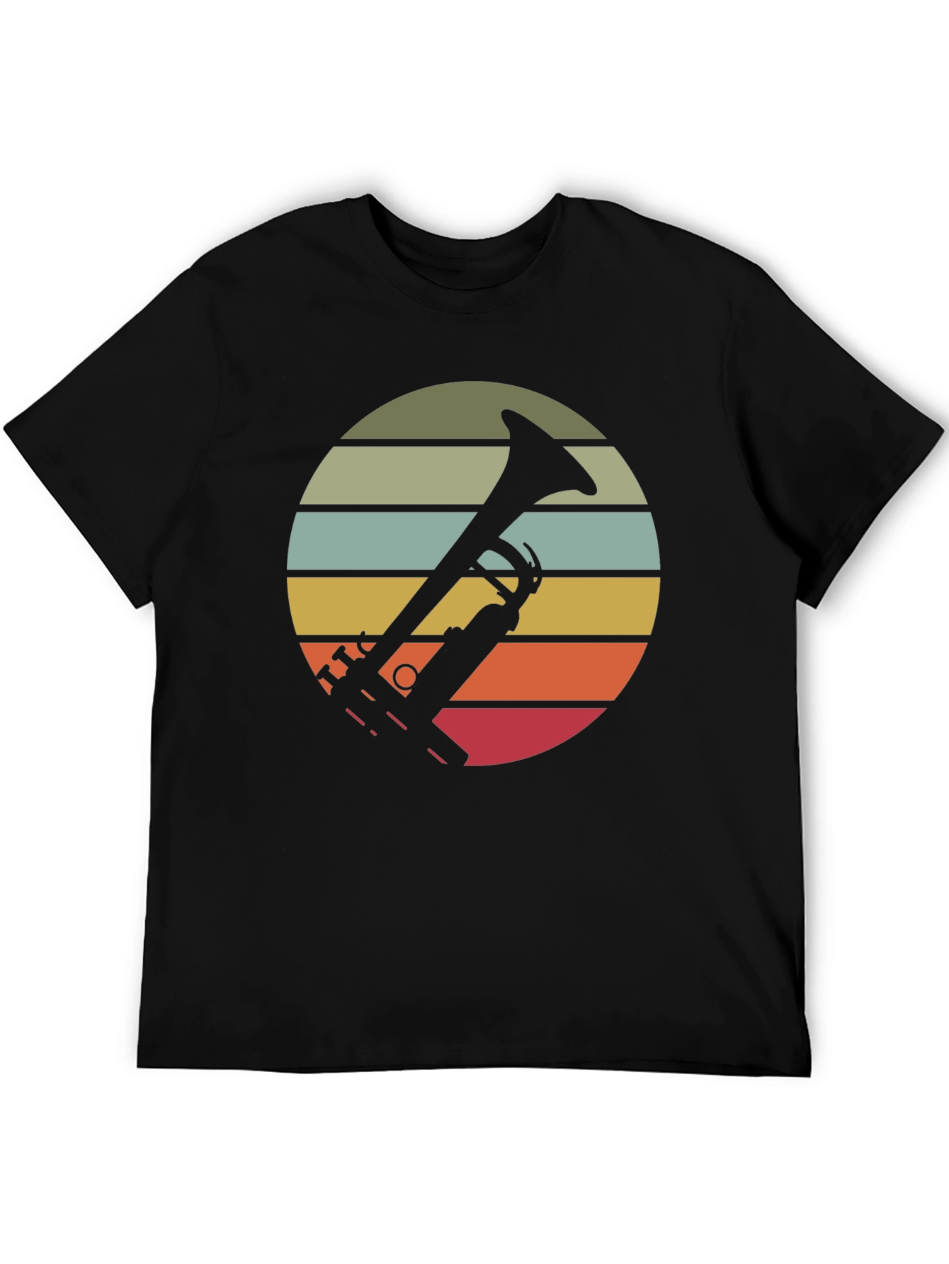Black Vintage Trumpet Sunset Graphic Tee view 5