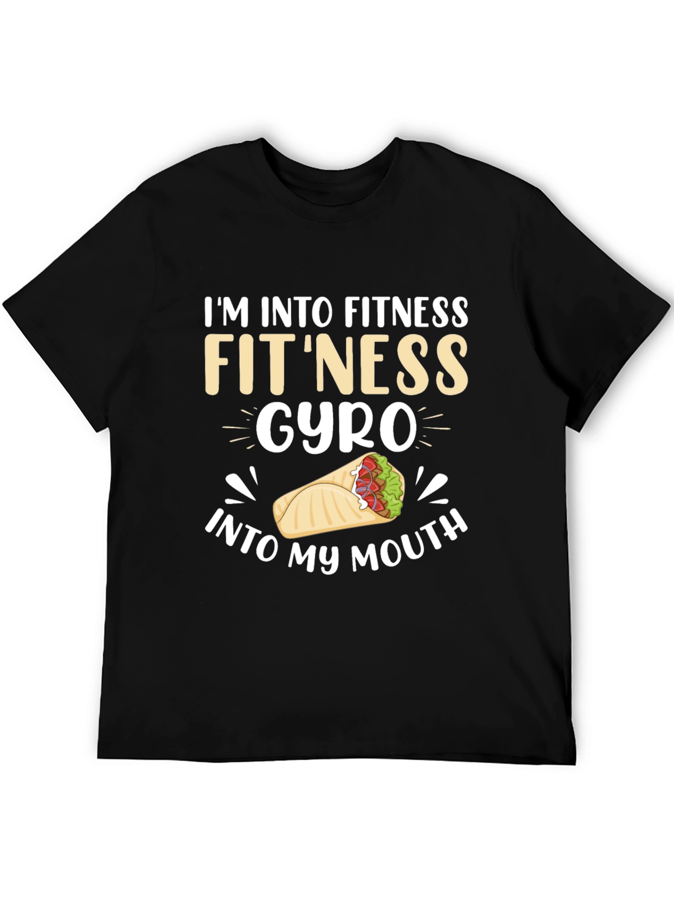 Black Fitness Gyro T-Shirt - Funny Foodie Tee view 5
