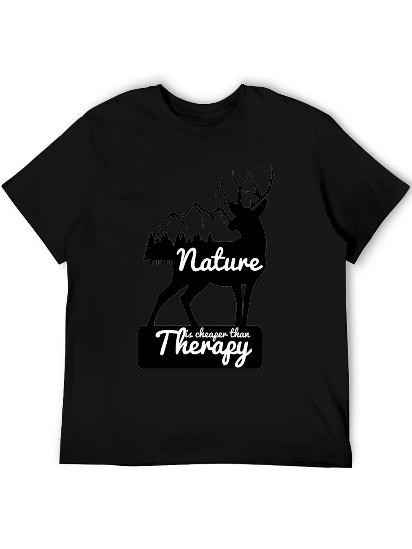 Black Nature is Cheaper Than Therapy Graphic T-Shirt view 5