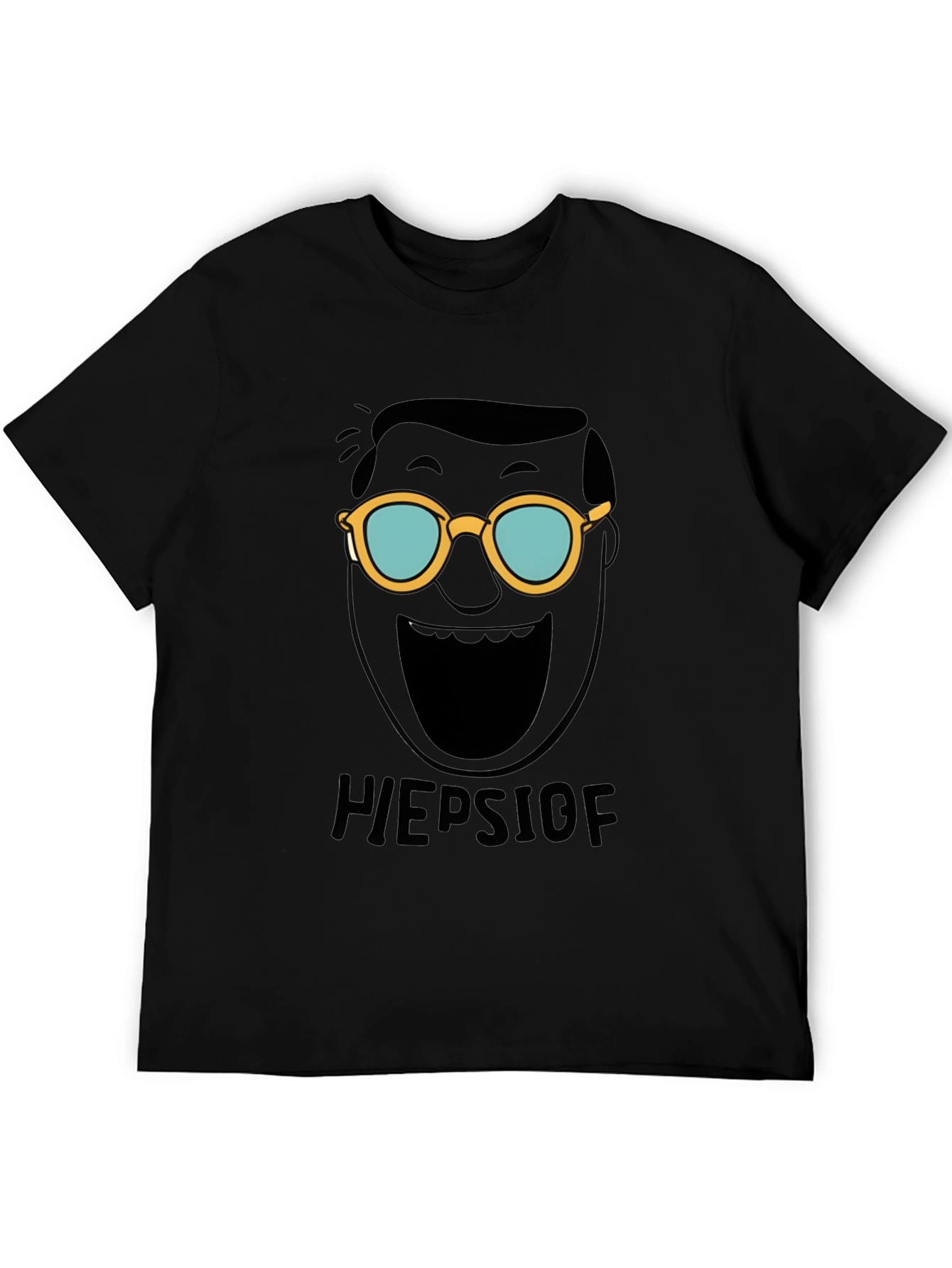Black Heepslof Tee: Bold Graphic Print Black T-Shirt view 5