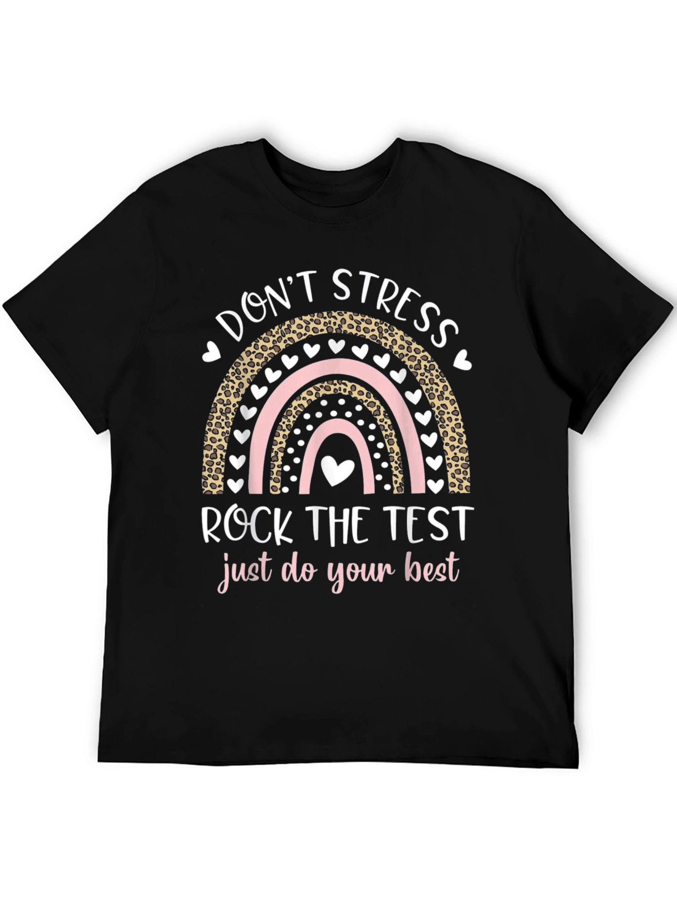 Black Don't Stress Rock the Test Graphic T-Shirt view 5
