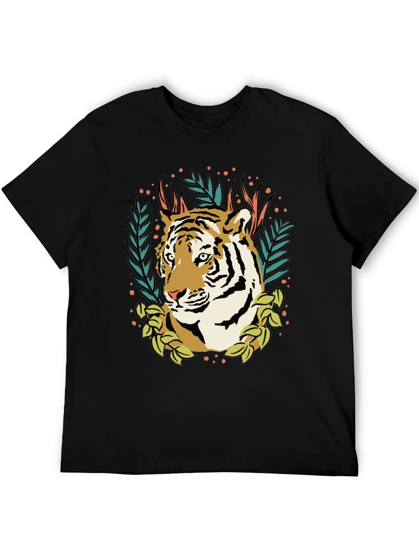 Black Tiger Graphic Tee - Black Crew Neck T-Shirt view 5