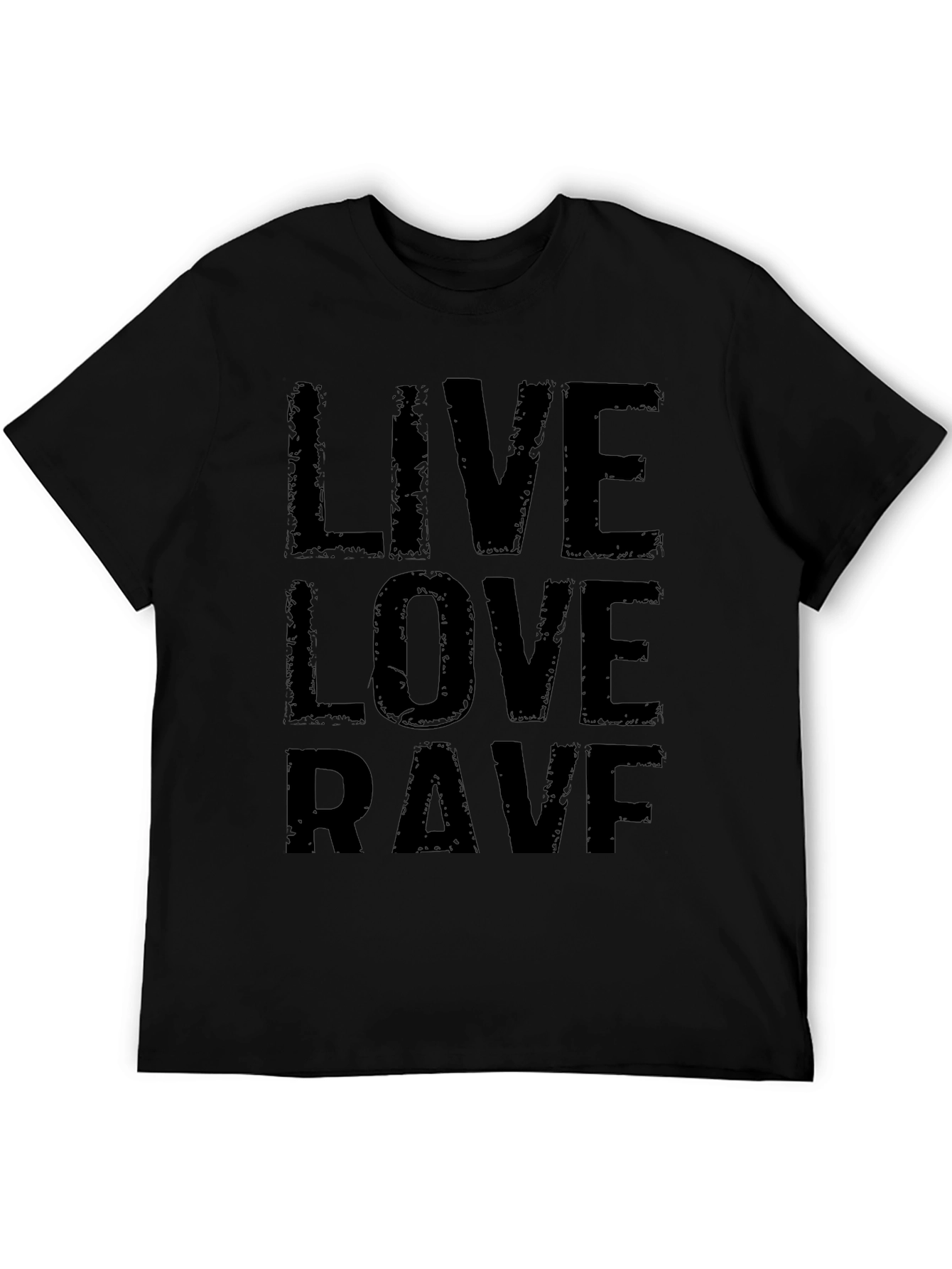Black Live Love Rave Black Graphic T-Shirt view 5