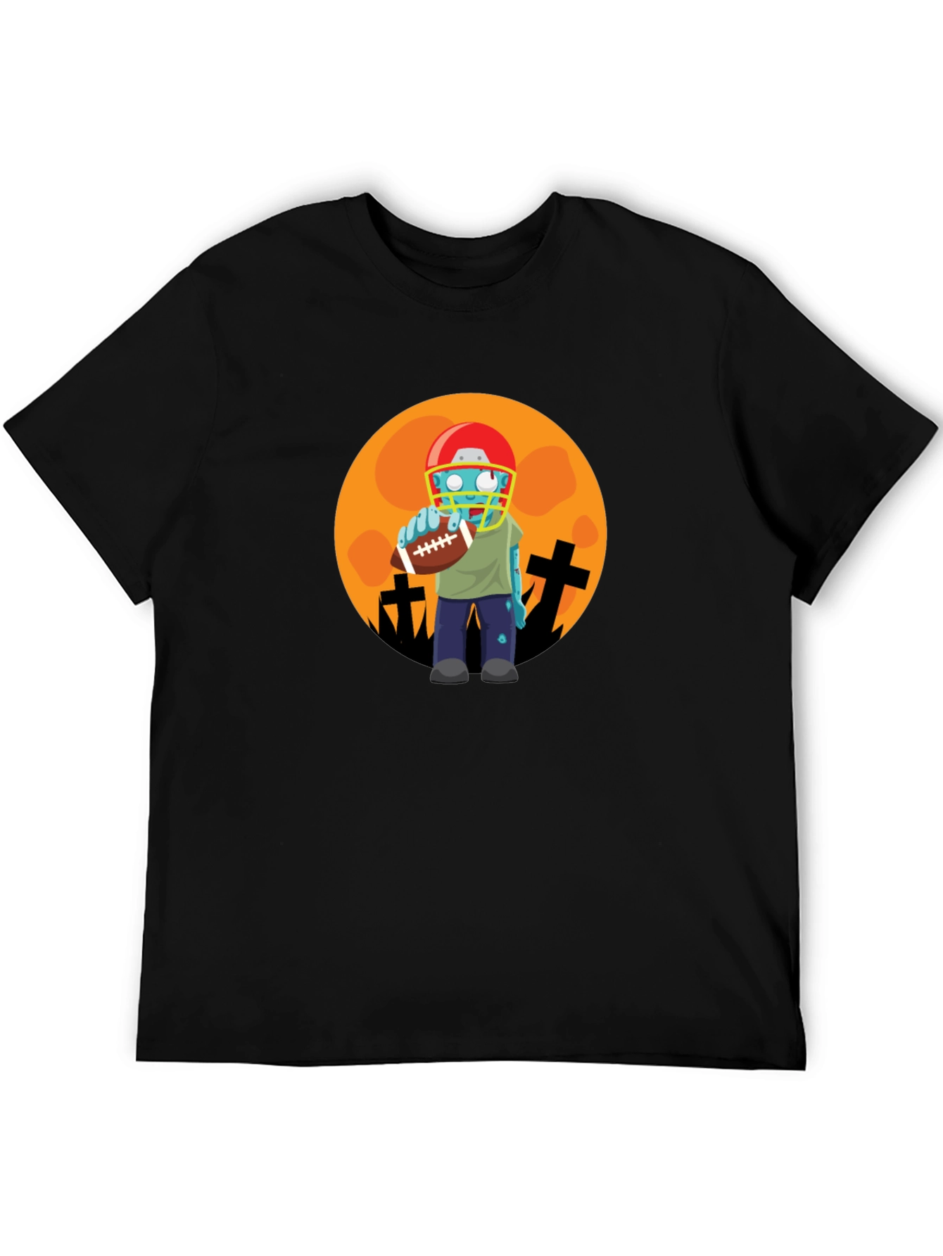Black Zombie Football Player Halloween T-Shirt view 5