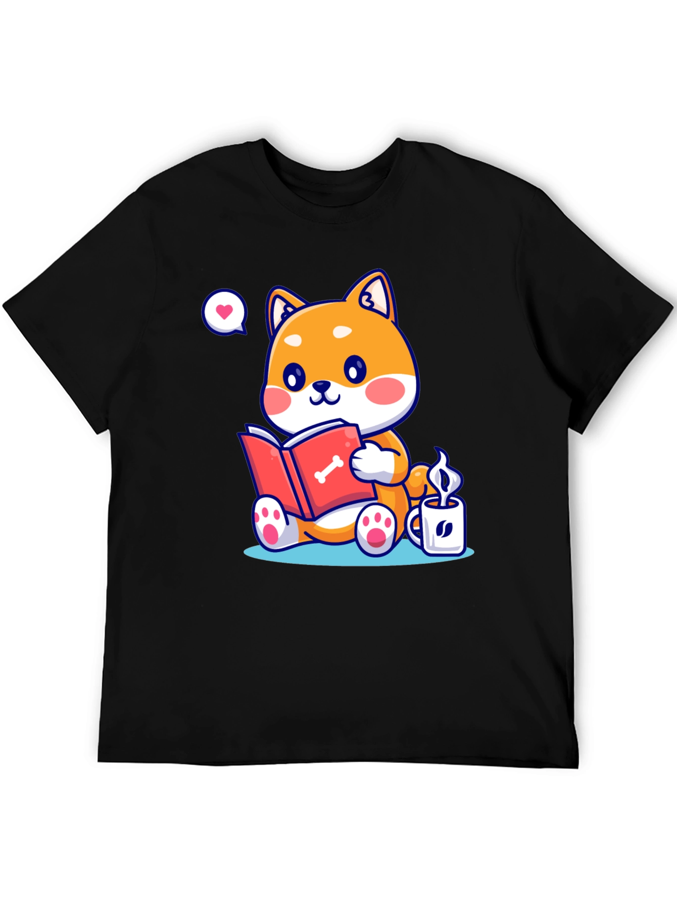 Black Dog Lover T-Shirt - Shiba Inu Reading view 5