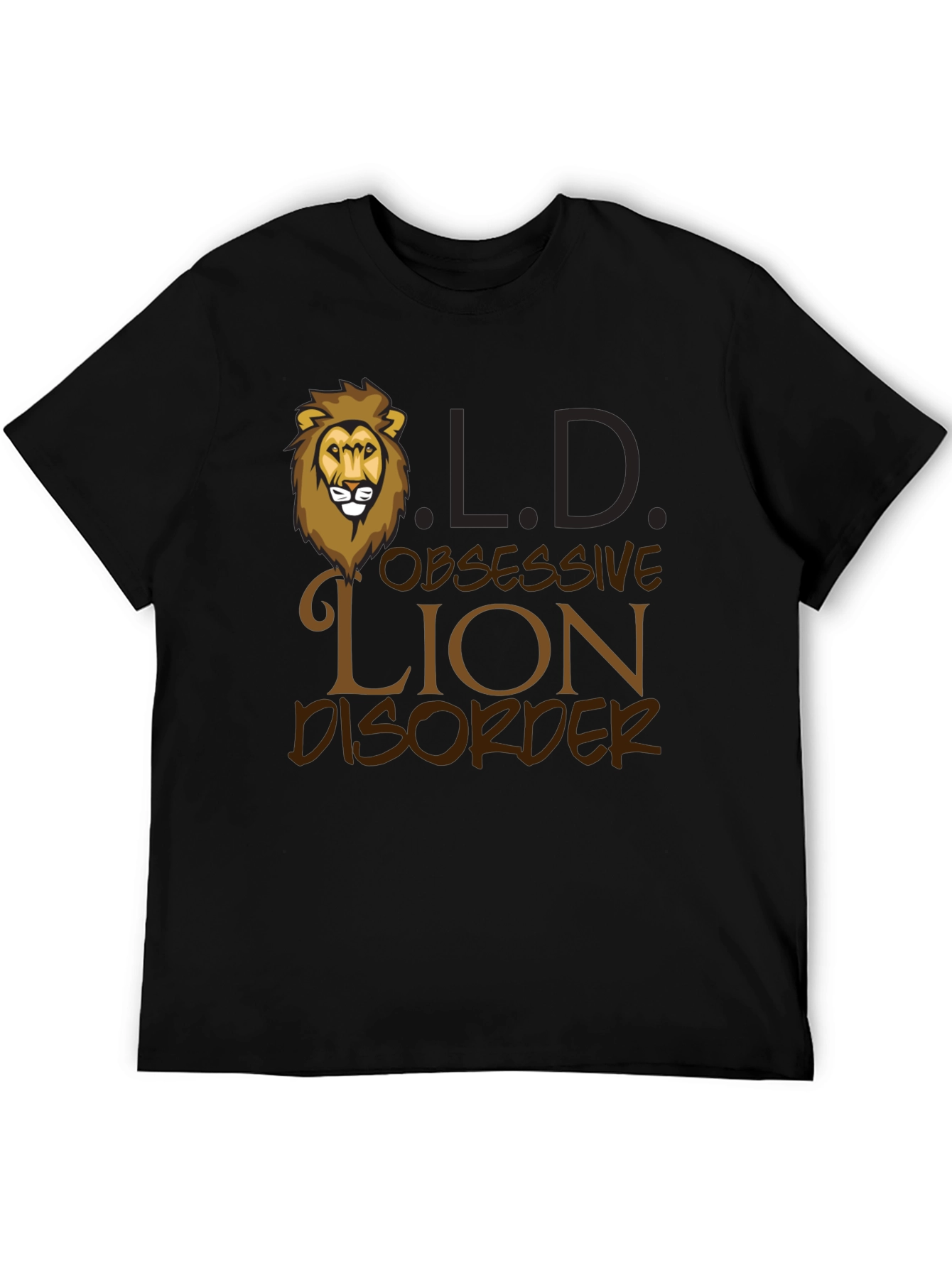 Black Obsessive Lion Disorder Graphic T-Shirt view 5