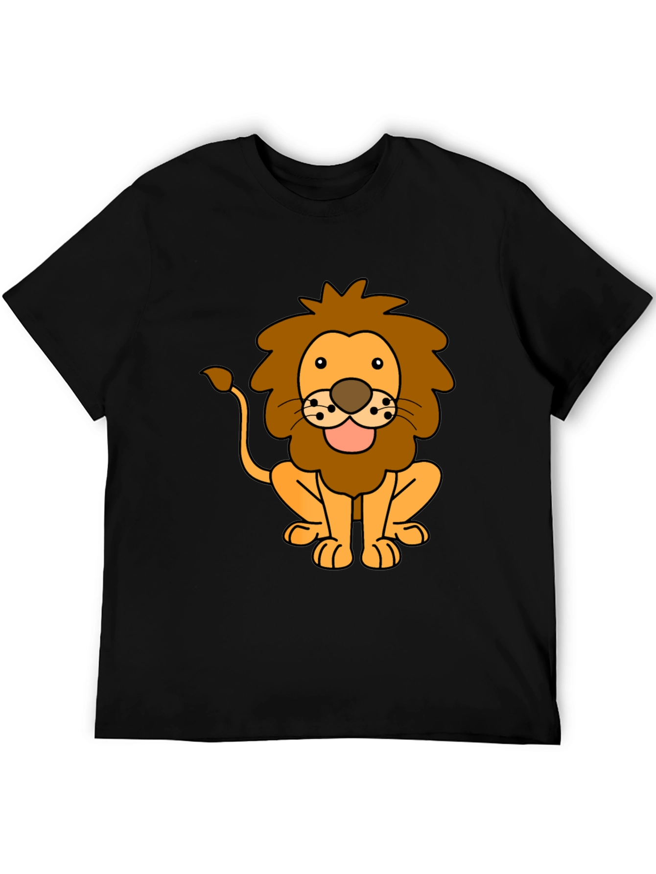Black Lion Cartoon Black T-Shirt view 5