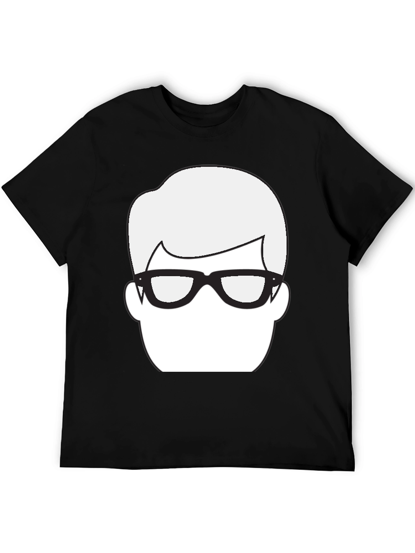 Black Retro Geek Tee: Iconic Face Graphic T-Shirt view 5