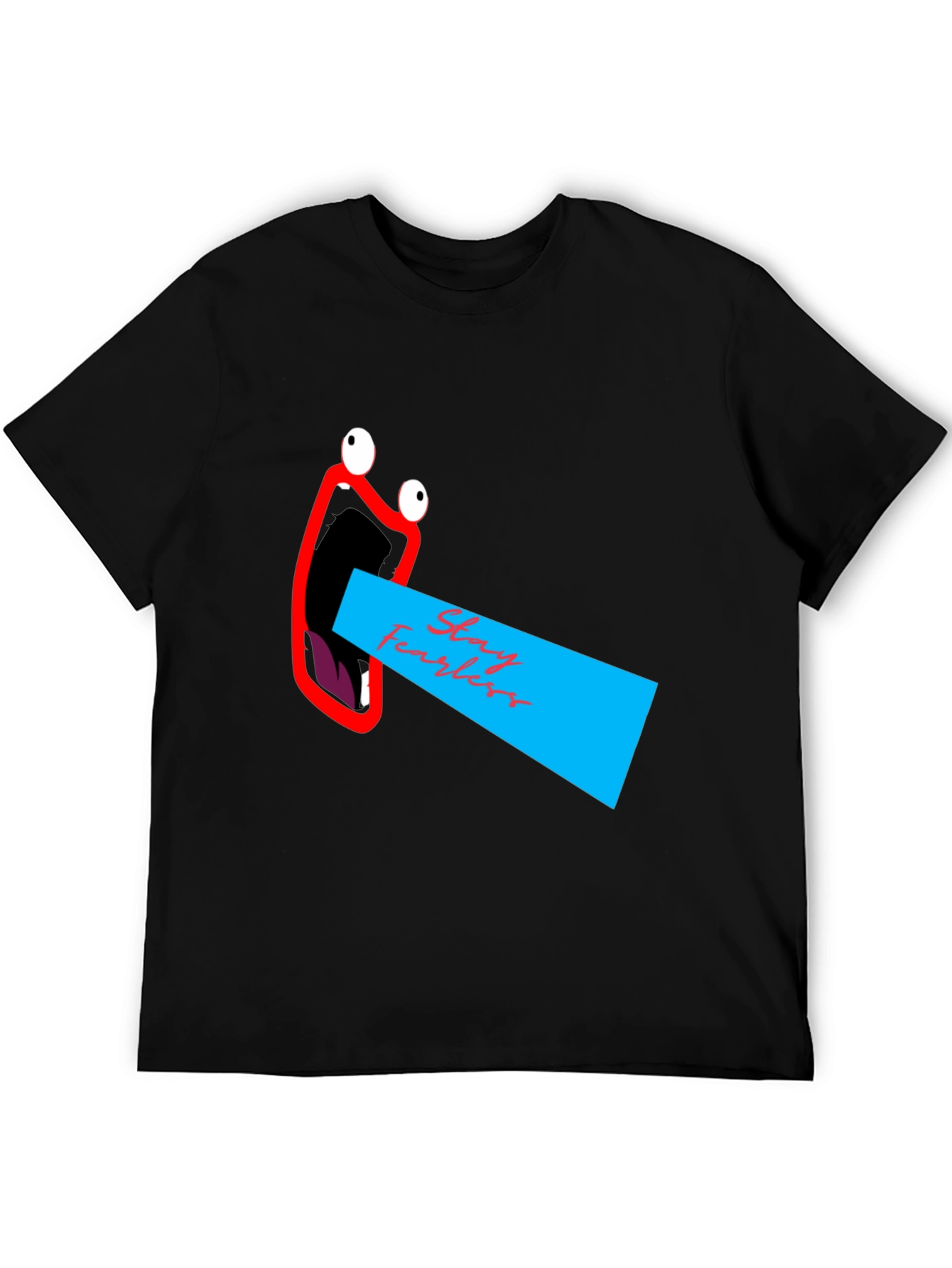 Black Stay Fearless Graphic Tee - Unique Mouth Design view 5
