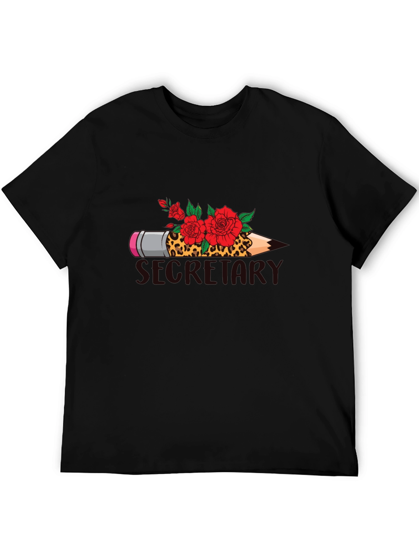 Black Secretary Pencil and Rose T-Shirt view 5