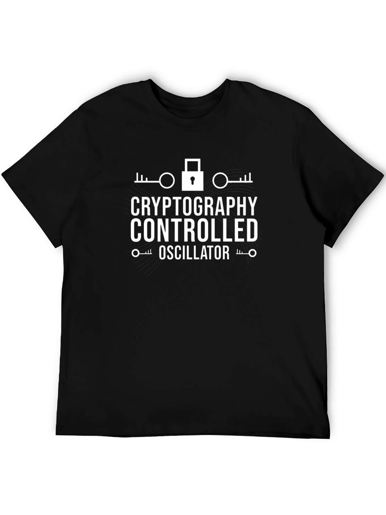 Black Cryptography Controlled Oscillator T-Shirt view 5