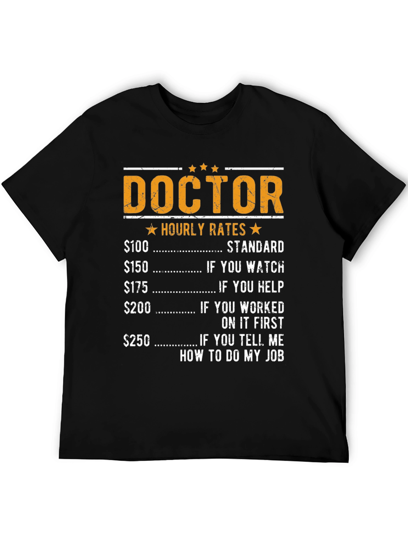 Black Doctor Hourly Rates Funny T-Shirt view 5