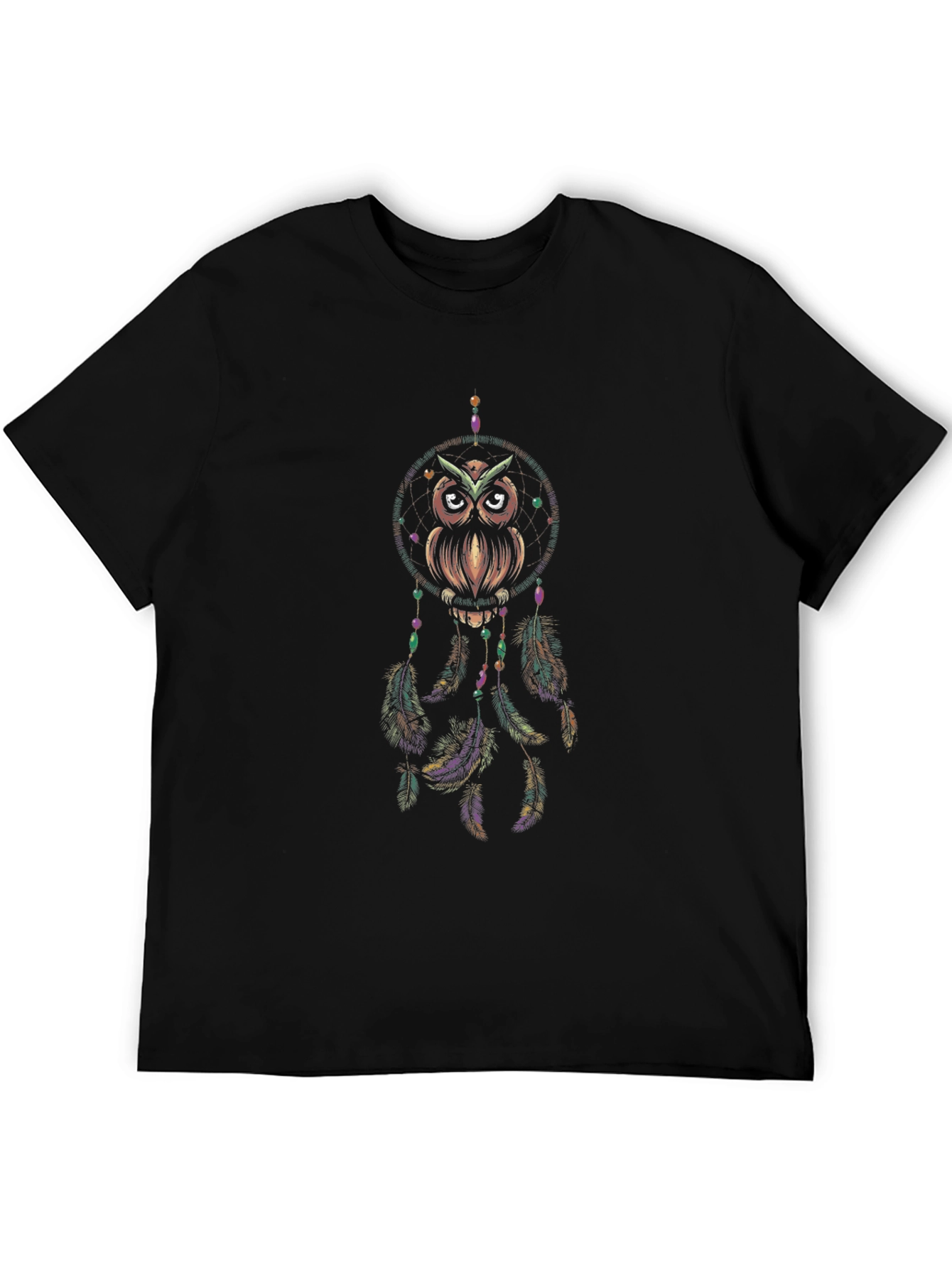 Black Owl Dreamcatcher Graphic T-Shirt - Black view 5