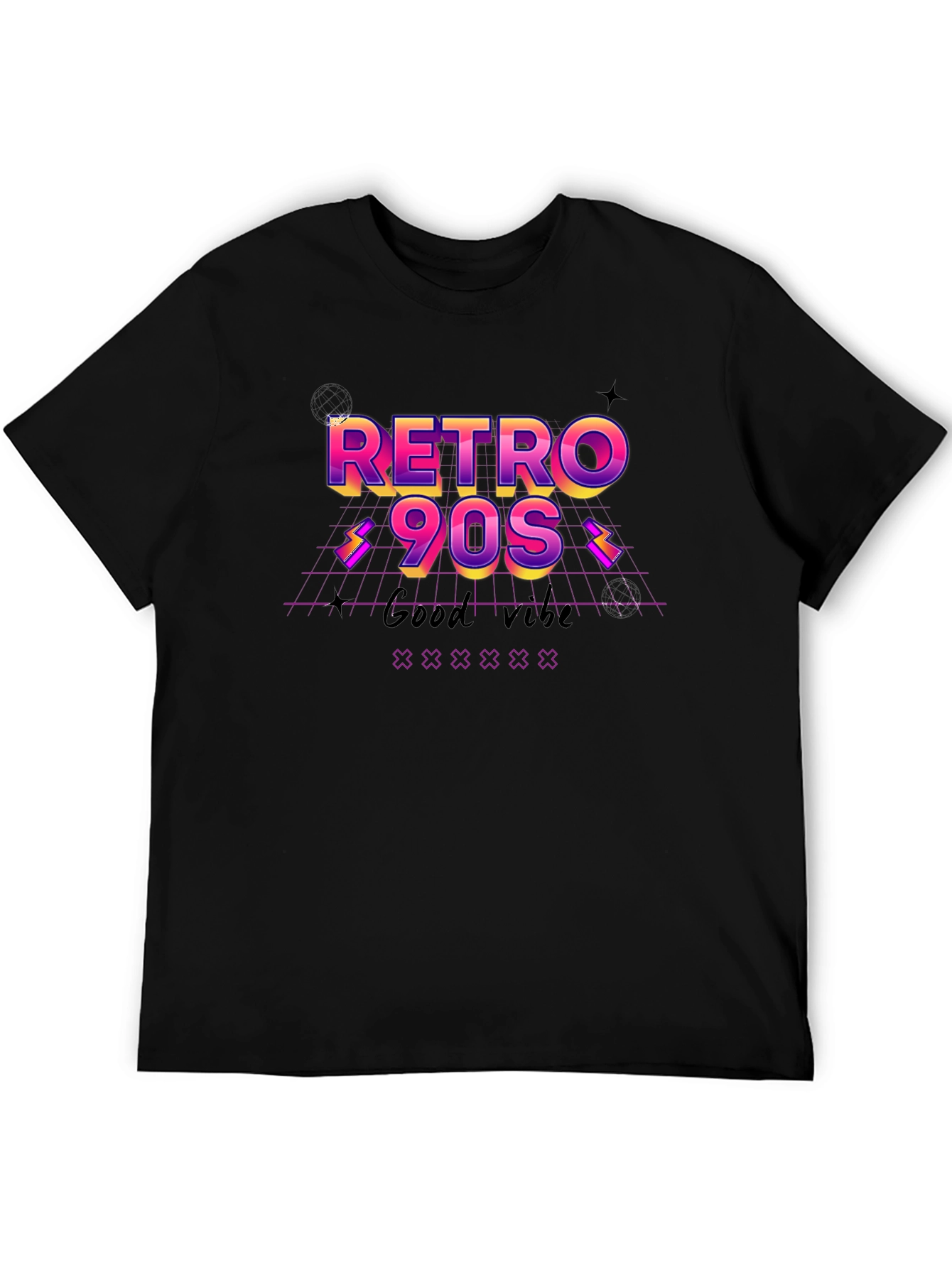 Black Retro 90s Graphic Tee - Good Vibes T-Shirt view 5