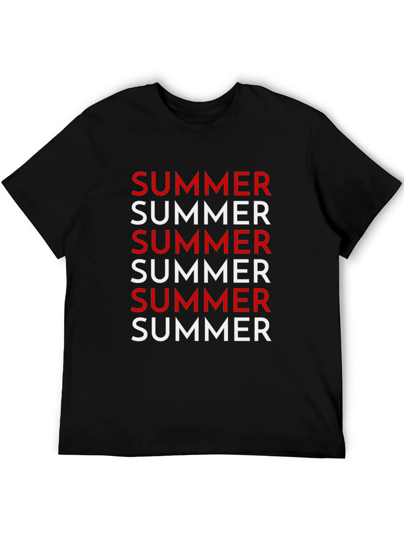 Black Summer Print Crew Neck T-Shirt - Stylish Casual Wear view 5