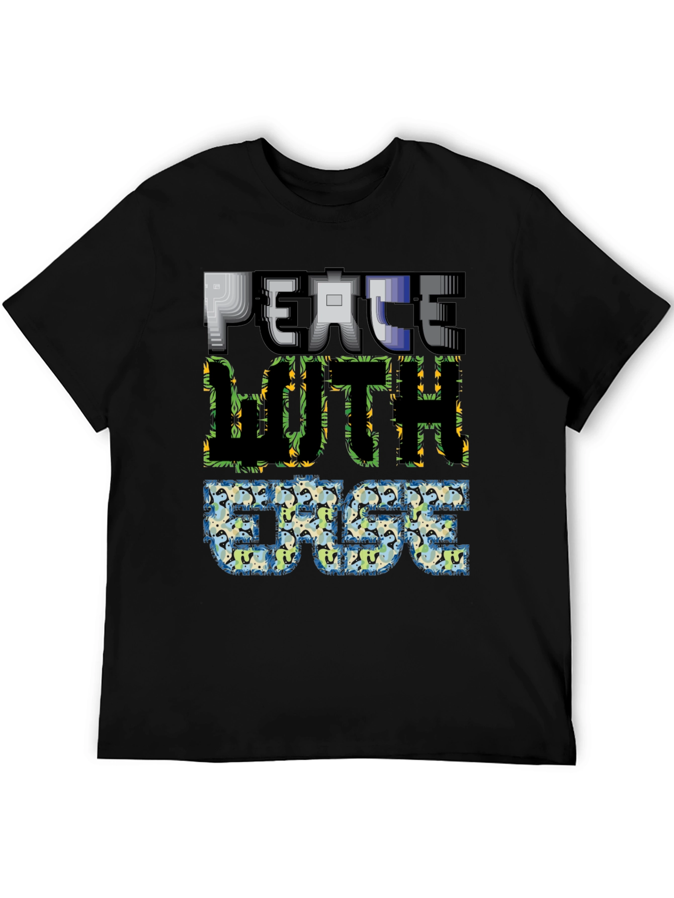Black Peace With Ease Graphic Print Black T-Shirt view 5