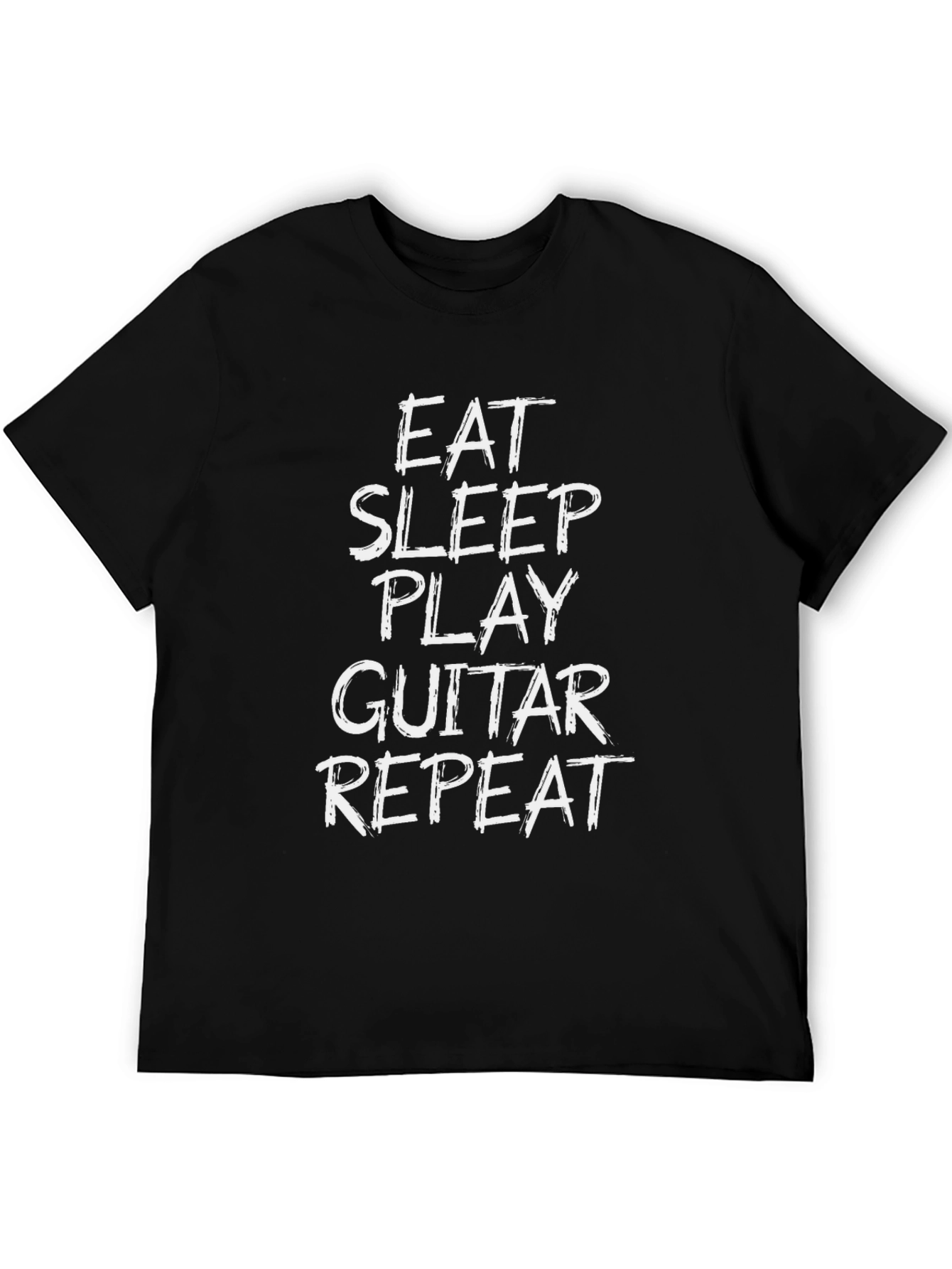 Black Eat Sleep Play Guitar Repeat Black Graphic T-Shirt view 5