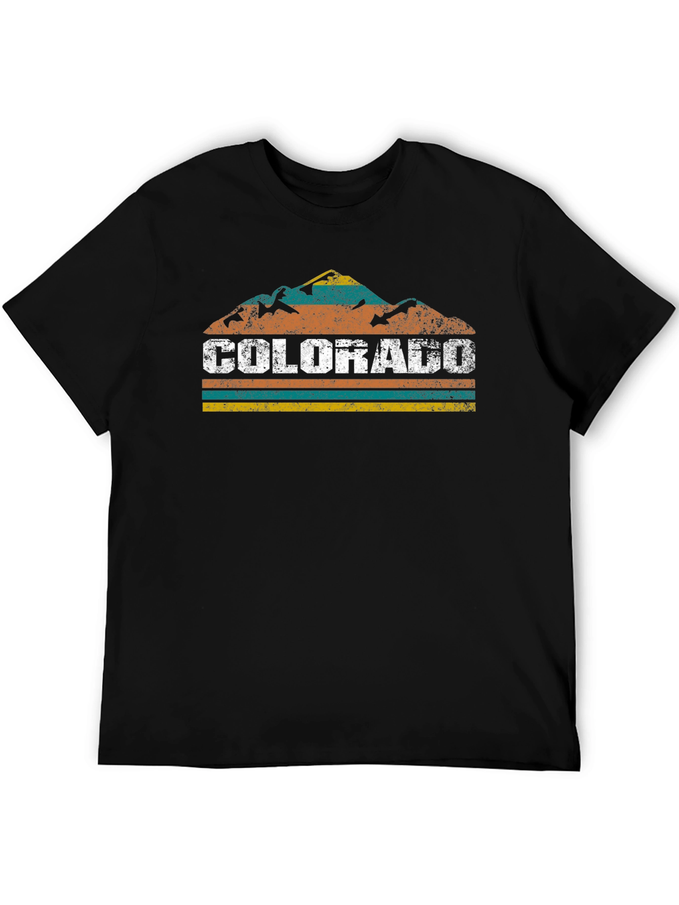 Black Colorado Mountain Retro Graphic T-Shirt view 5