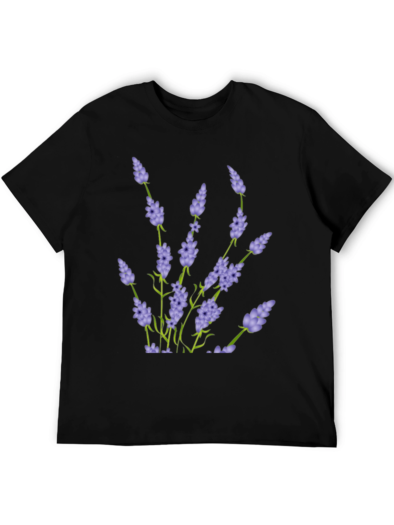 Black Lavender Print Black T-Shirt view 5