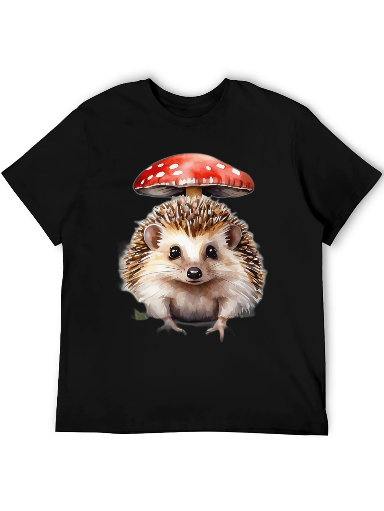 Black Hedgehog Mushroom Graphic Tee - Nature Lover's Shirt view 5