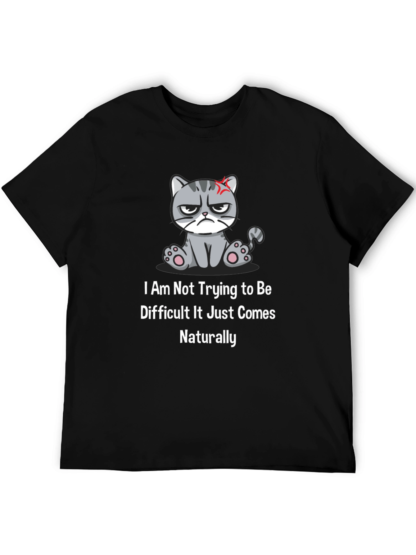Black Grumpy Cat T-Shirt: I Am Not Trying to Be Difficult view 5