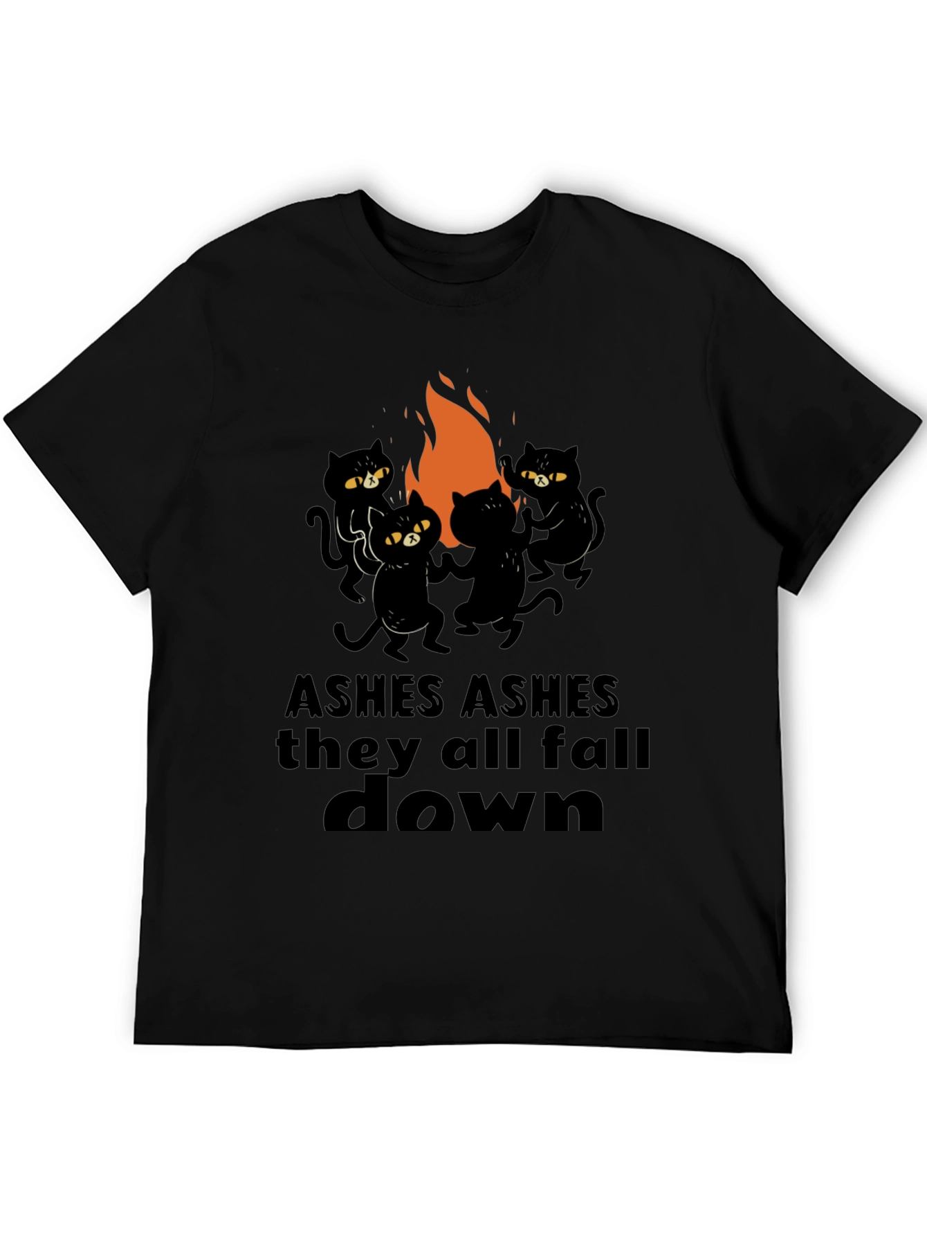 Black Ashes Fall Down Cats Around Fire T-Shirt view 5