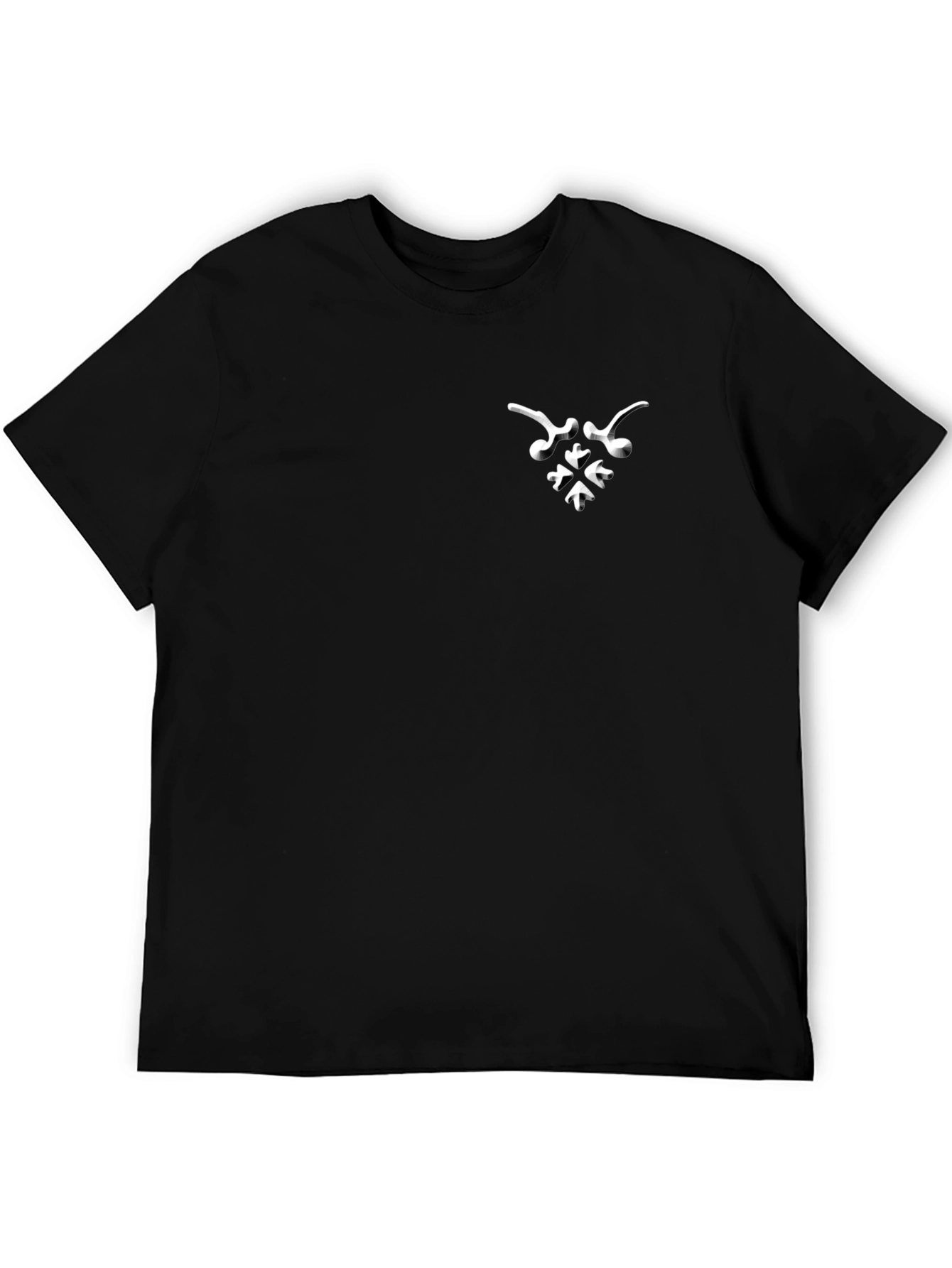 Black Black T-Shirt with Abstract White Graphic view 5