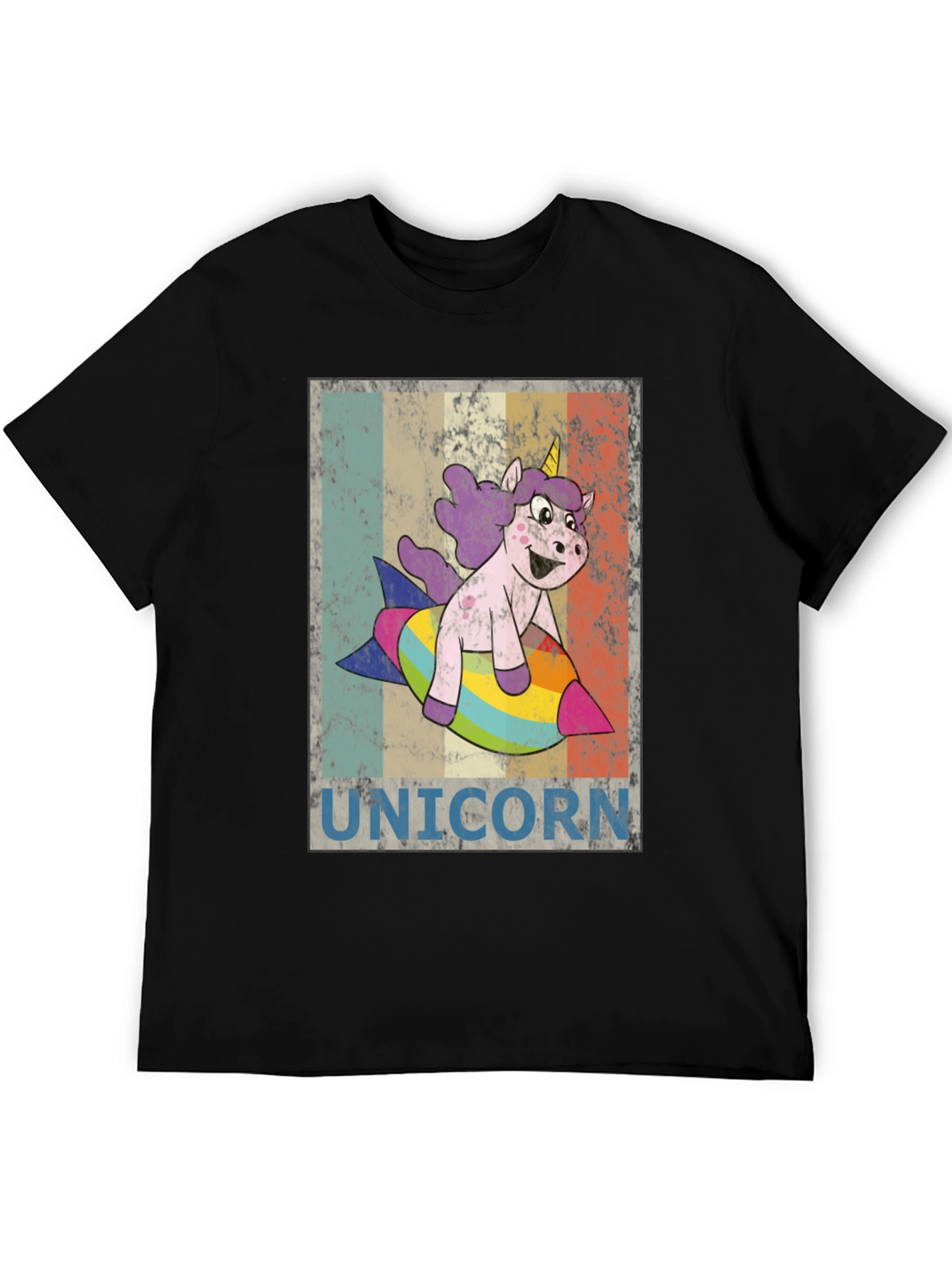 Black Unicorn Rocket Ride Graphic Tee - Fun & Unique! view 5