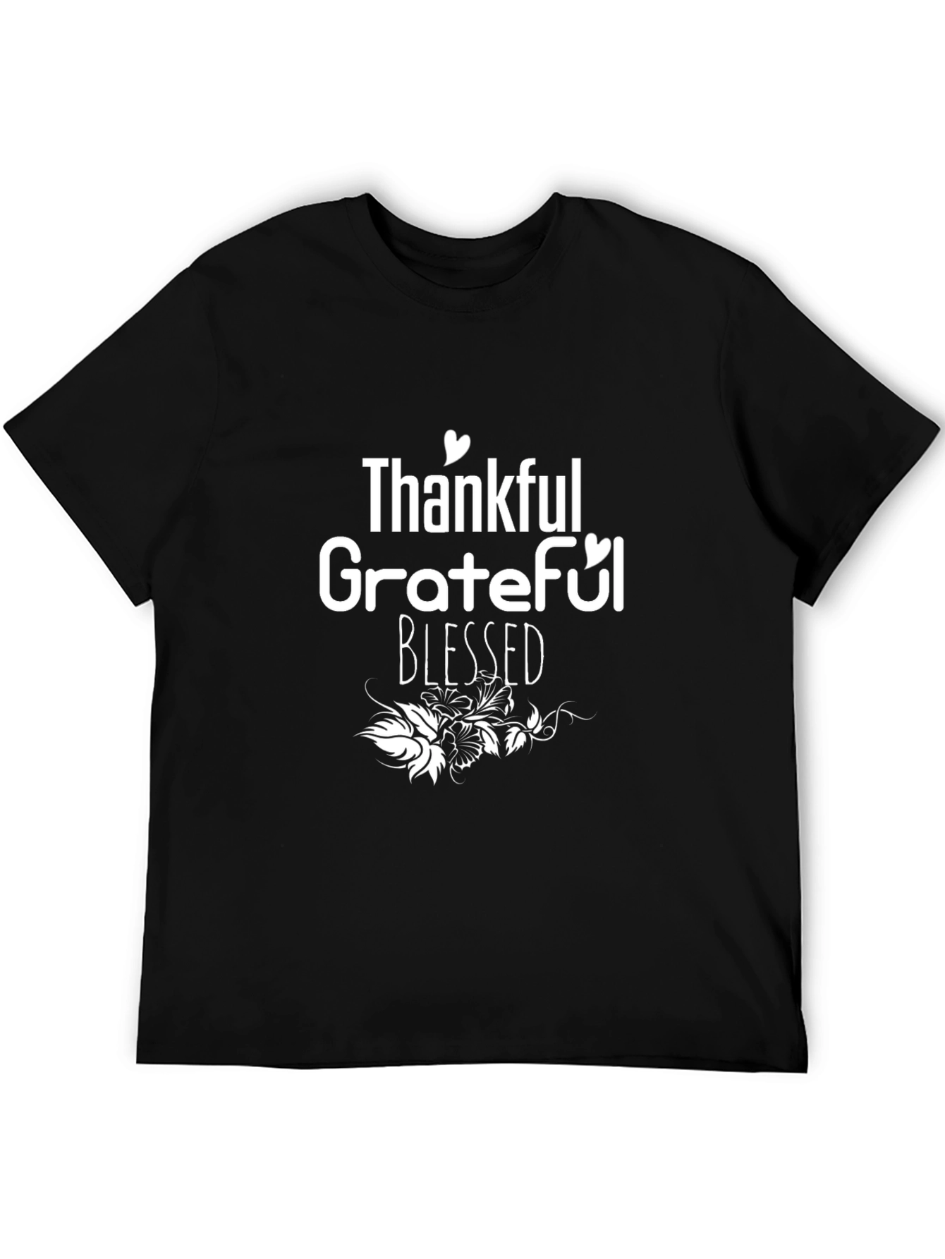 Black Thankful Grateful Blessed Black T-Shirt view 5