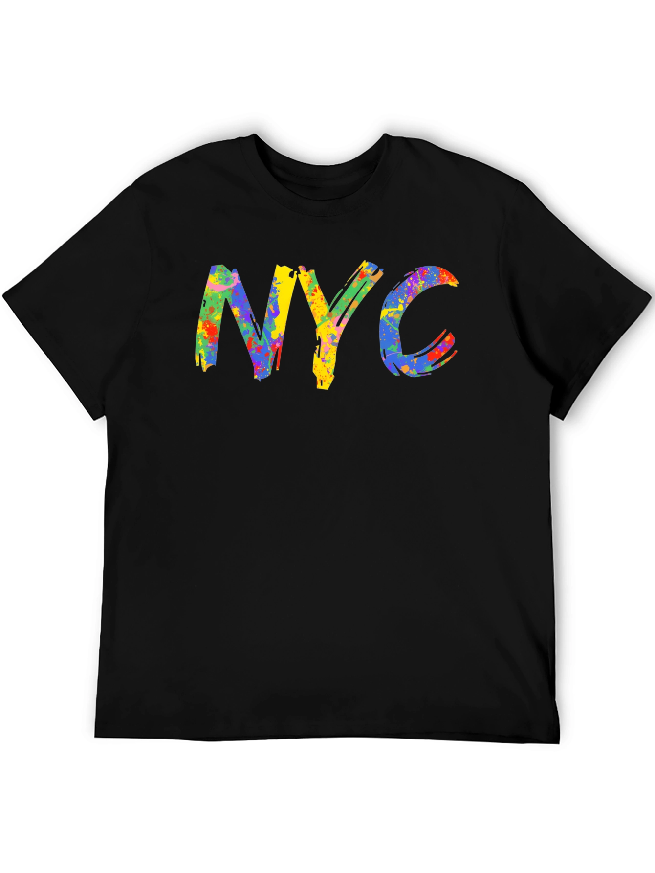 Black NYC Colorful Paint Splatter Graphic Tee view 5