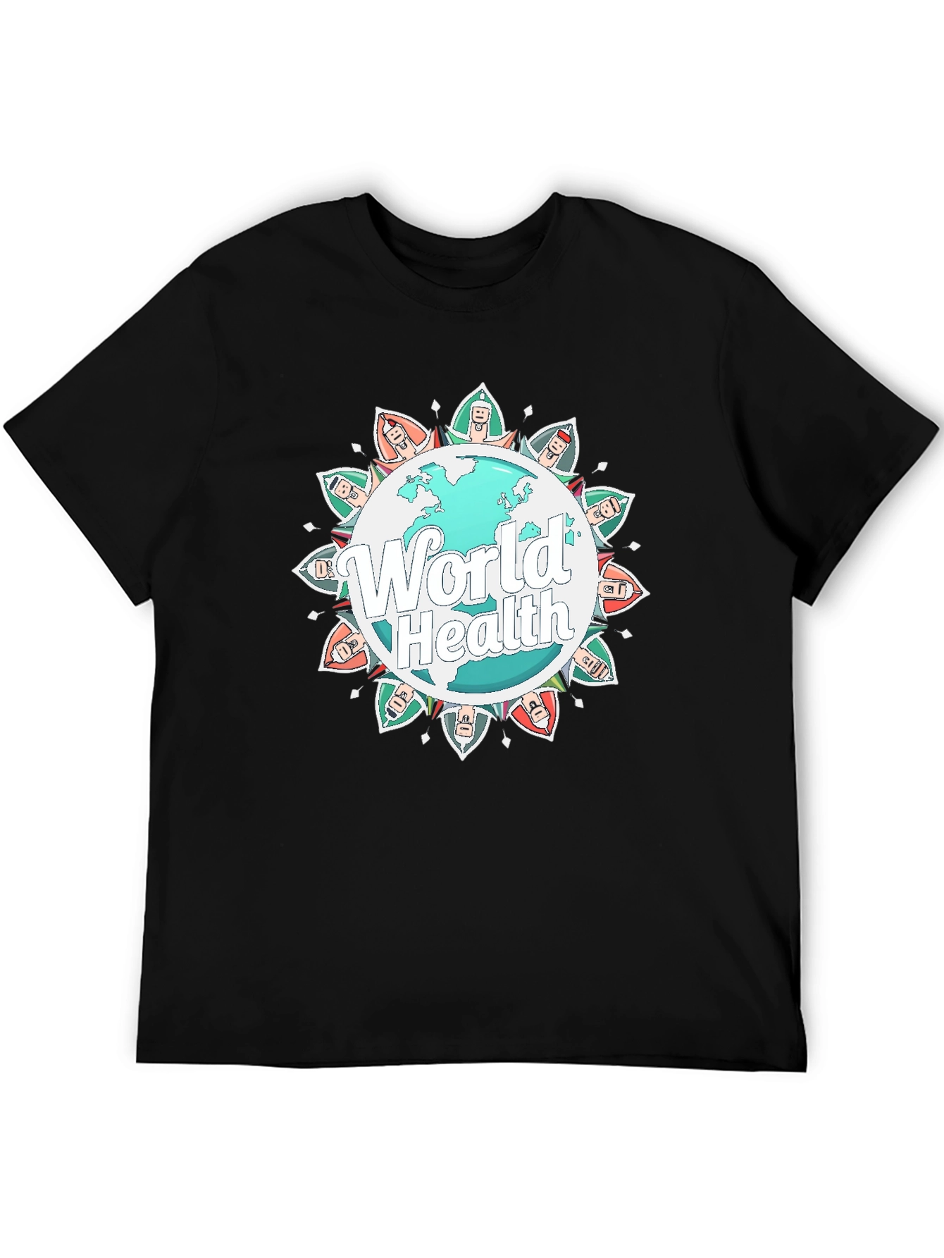 Black World Health Graphic Tee - Unisex Black T-Shirt view 5