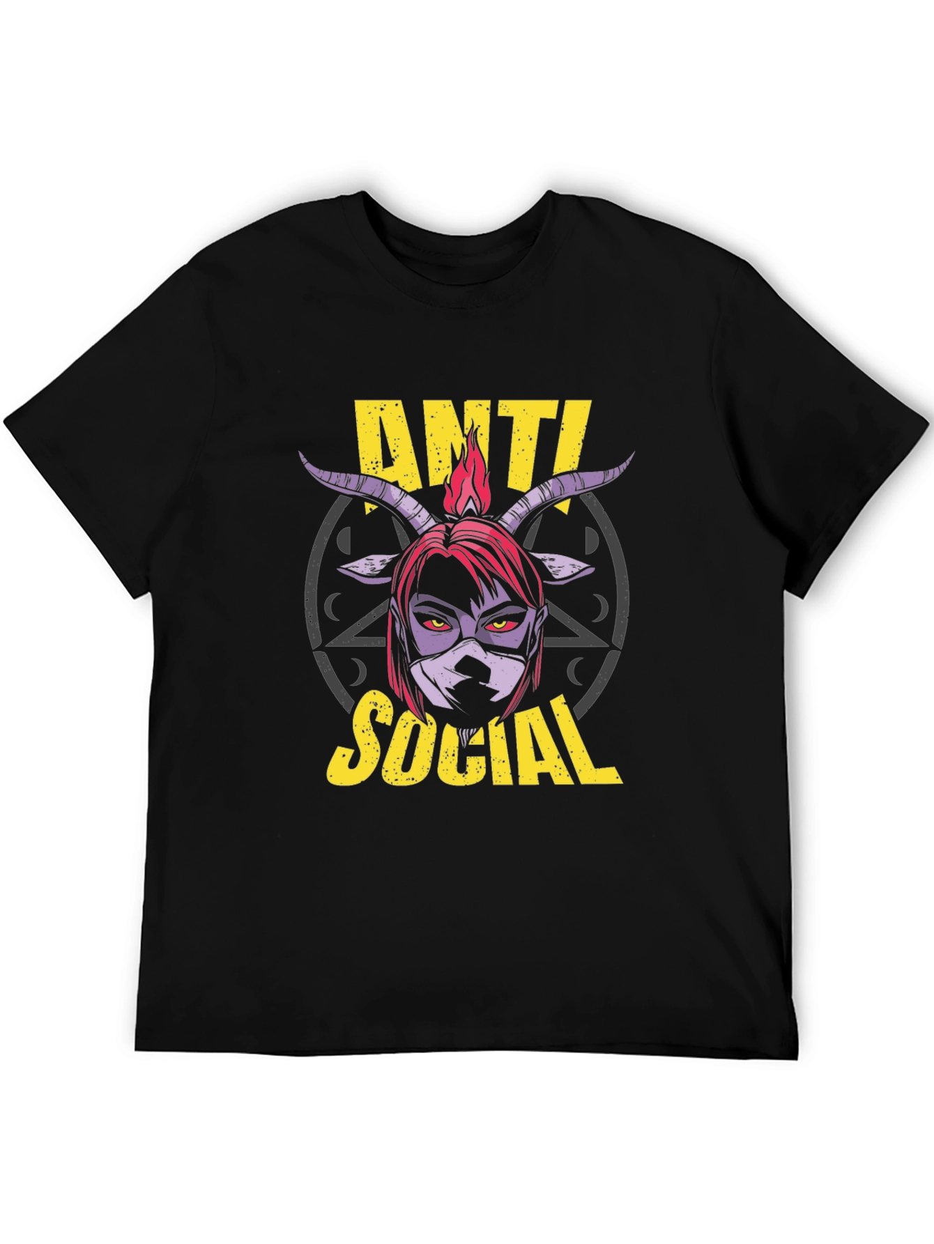 Black Anti Social Graphic Print Black T-Shirt view 5