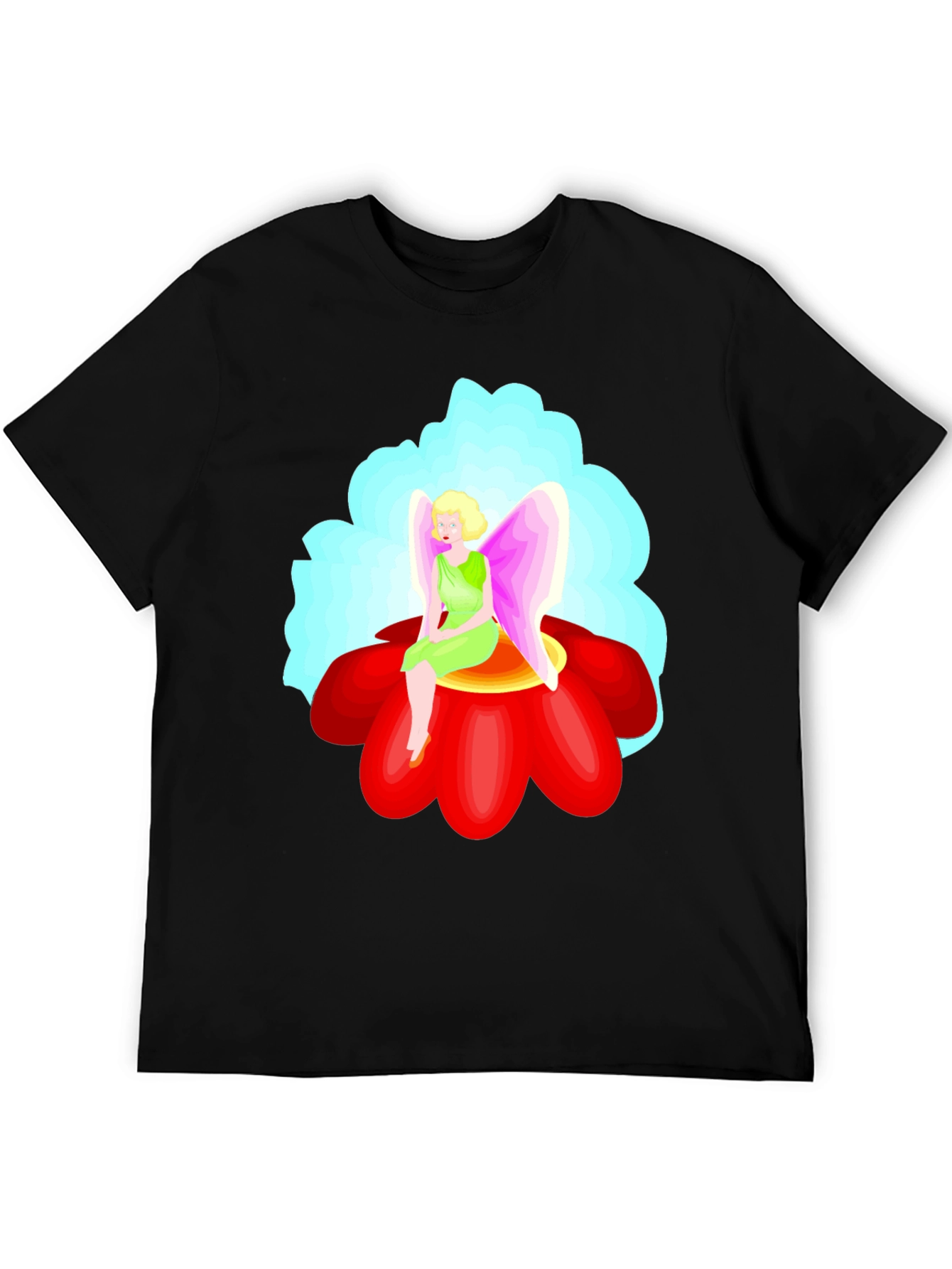 Black Fairy Flower T-Shirt - Unique Graphic Tee view 5