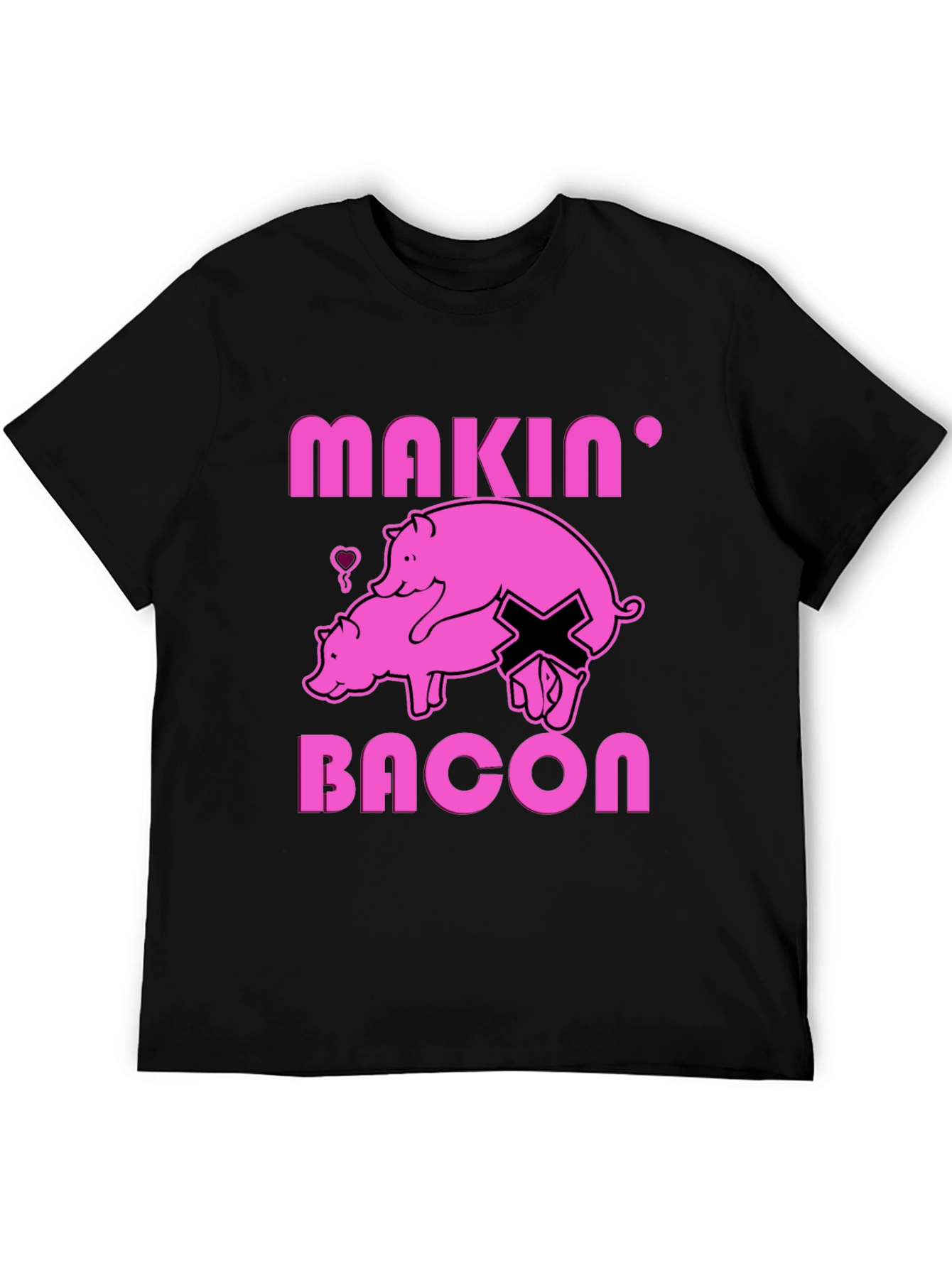 Black Makin' Bacon Graphic T-Shirt - Funny Pig Design view 5