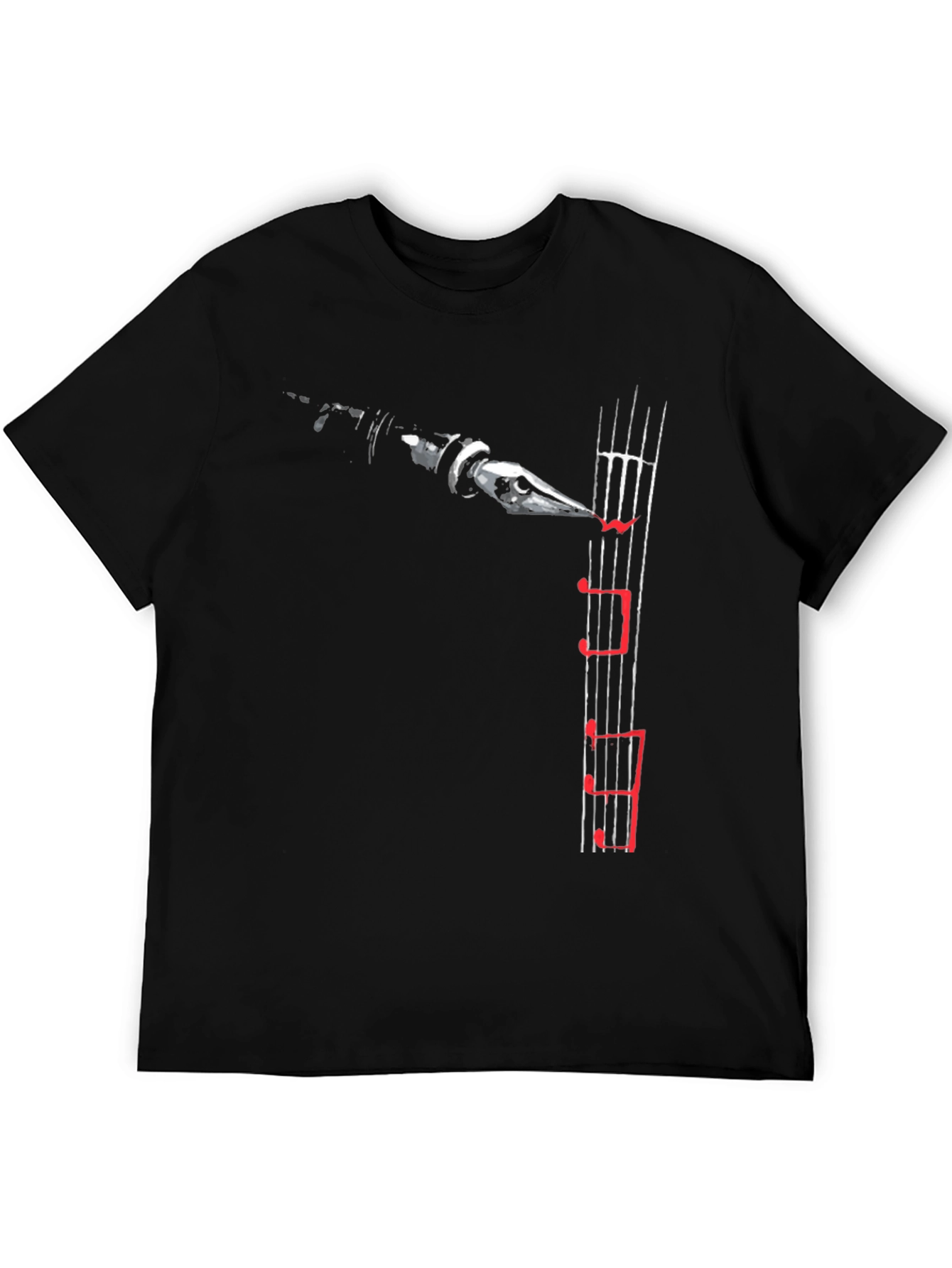 Black Musical Clarinet T-Shirt - Black, Music Lover's Tee view 5