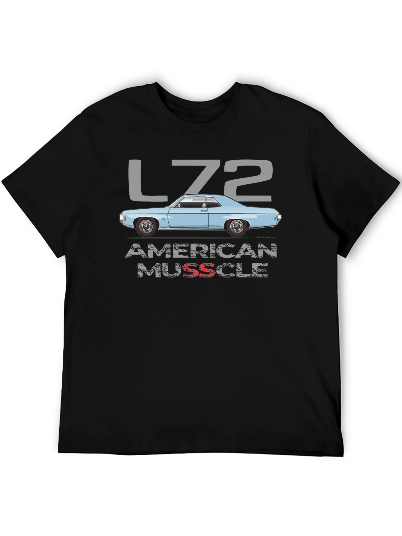 Black L72 American Muscle Car Graphic T-Shirt view 5