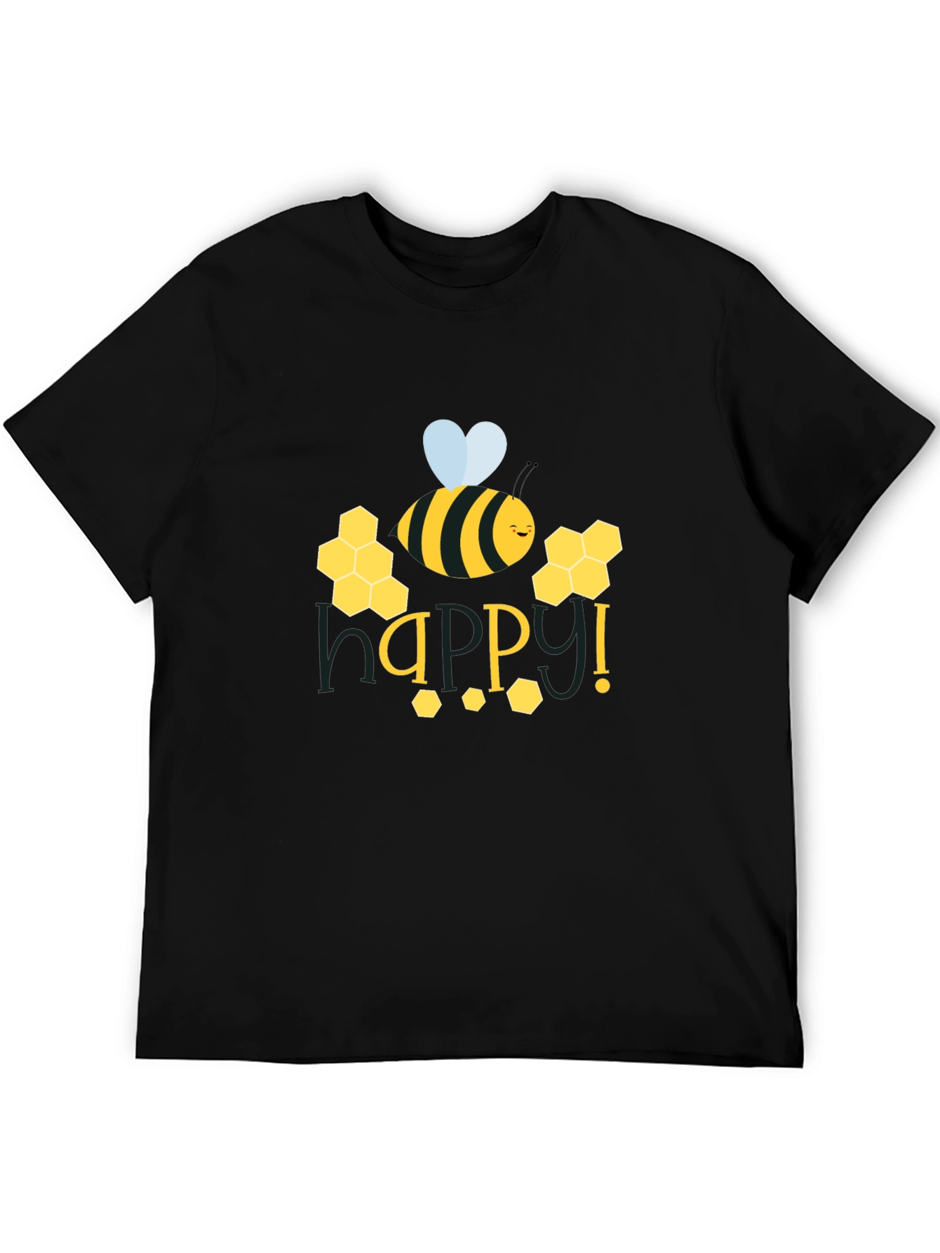 Black Happy Bee Graphic Tee - Black view 5
