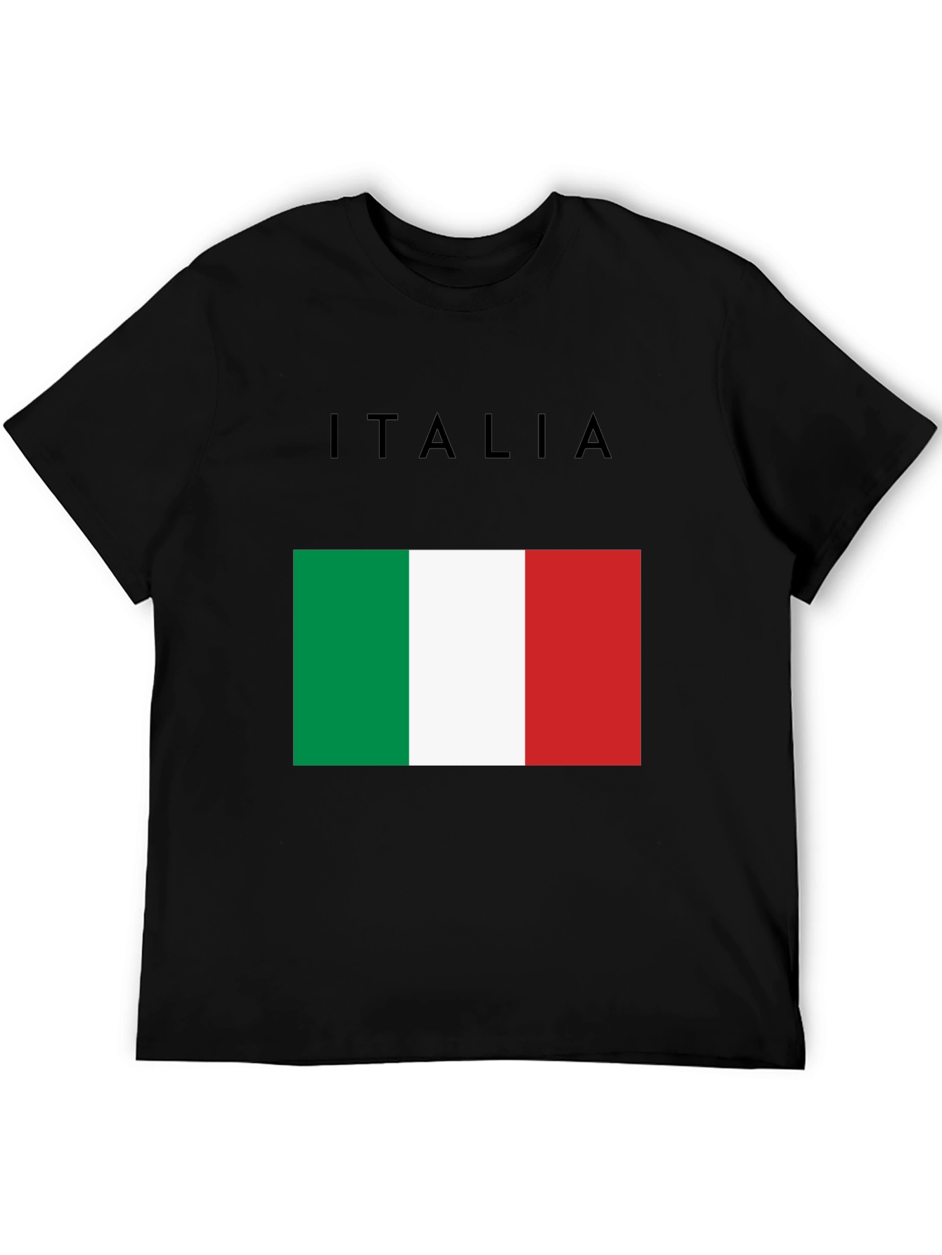 Black Italy Flag Graphic T-Shirt - Black Casual Tee view 5