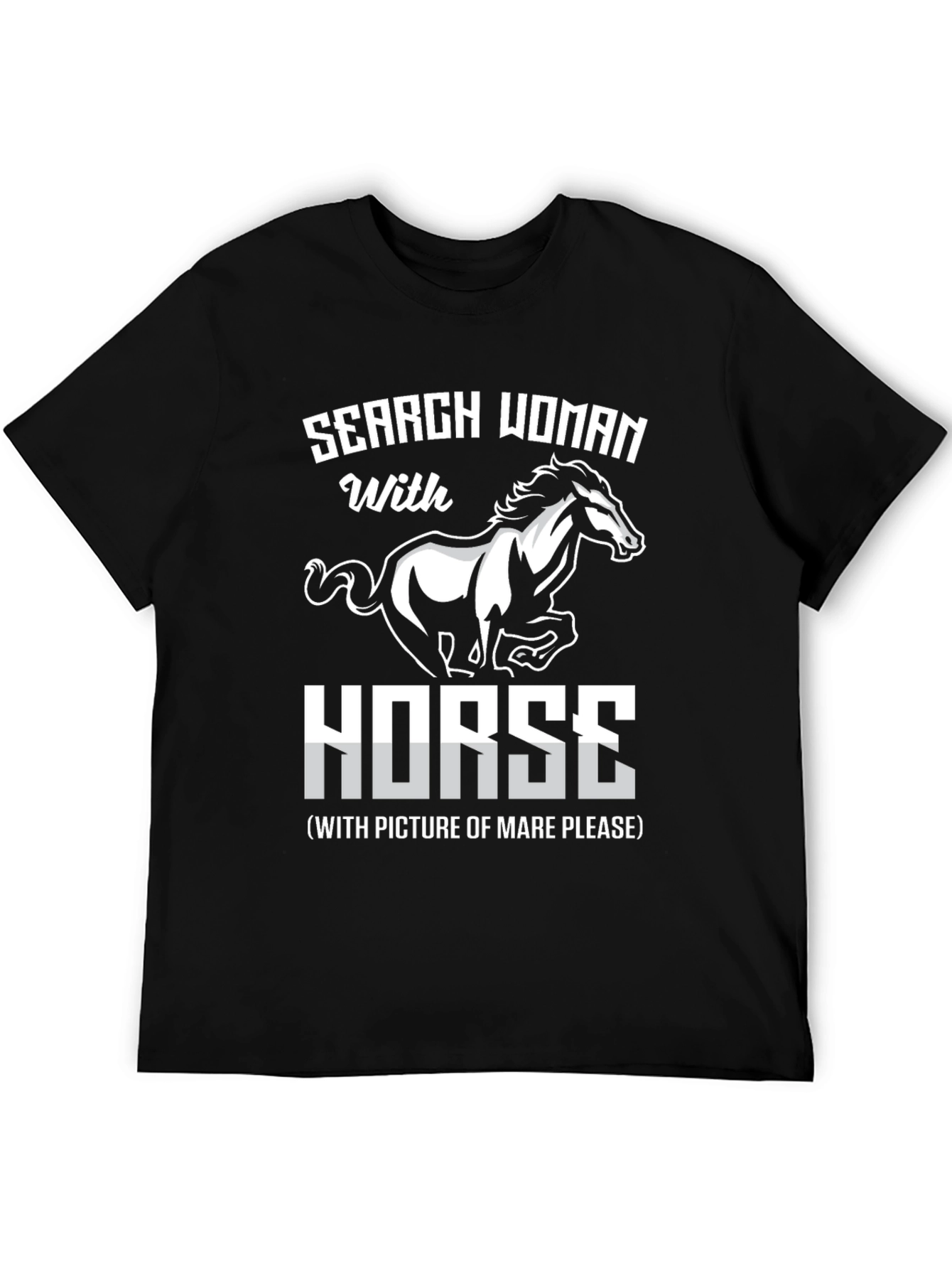 Black Search Woman with Horse Black Graphic Tee view 5