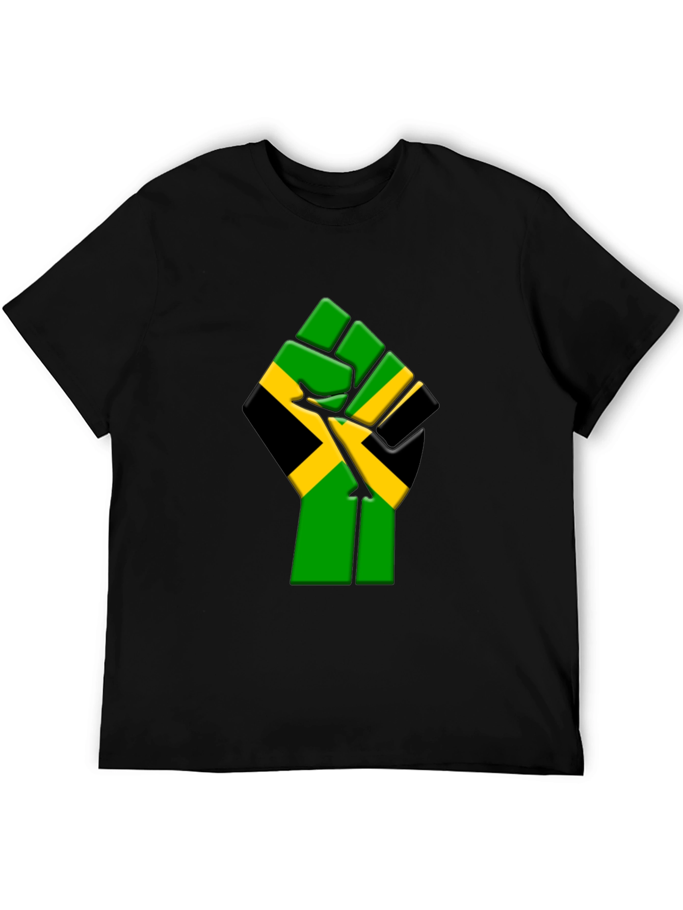 Black Jamaica Flag Fist Graphic T-Shirt - Black view 5