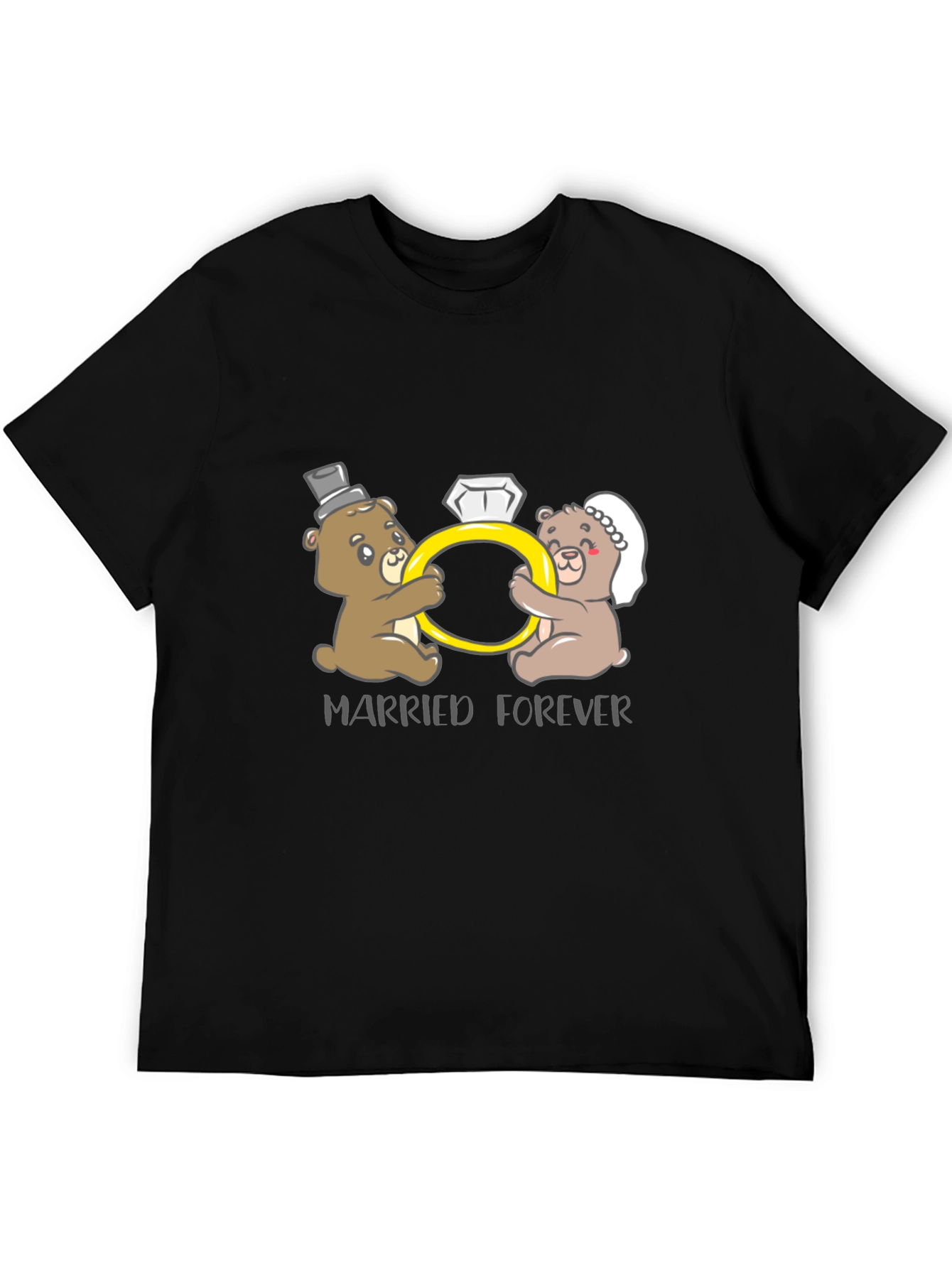 Black Married Forever Bear Couple T-Shirt view 5