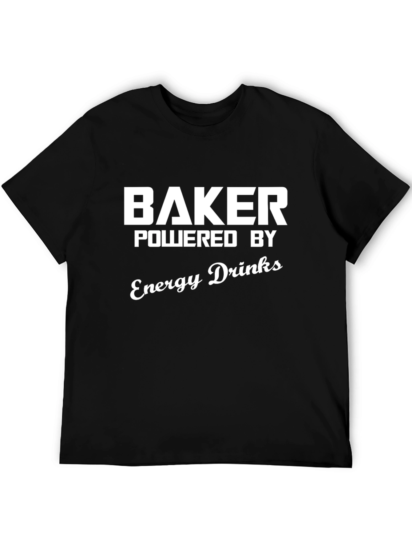 Black Baker Powered By Energy Drinks Black T-Shirt view 5