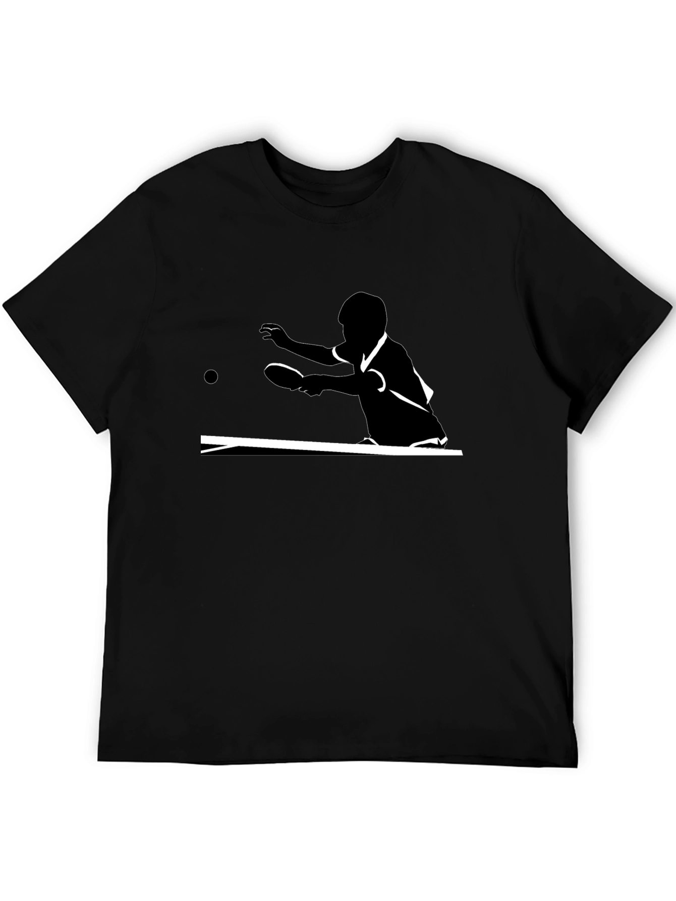 Black Table Tennis Silhouette Graphic Tee - Black Cotton Comfort view 5