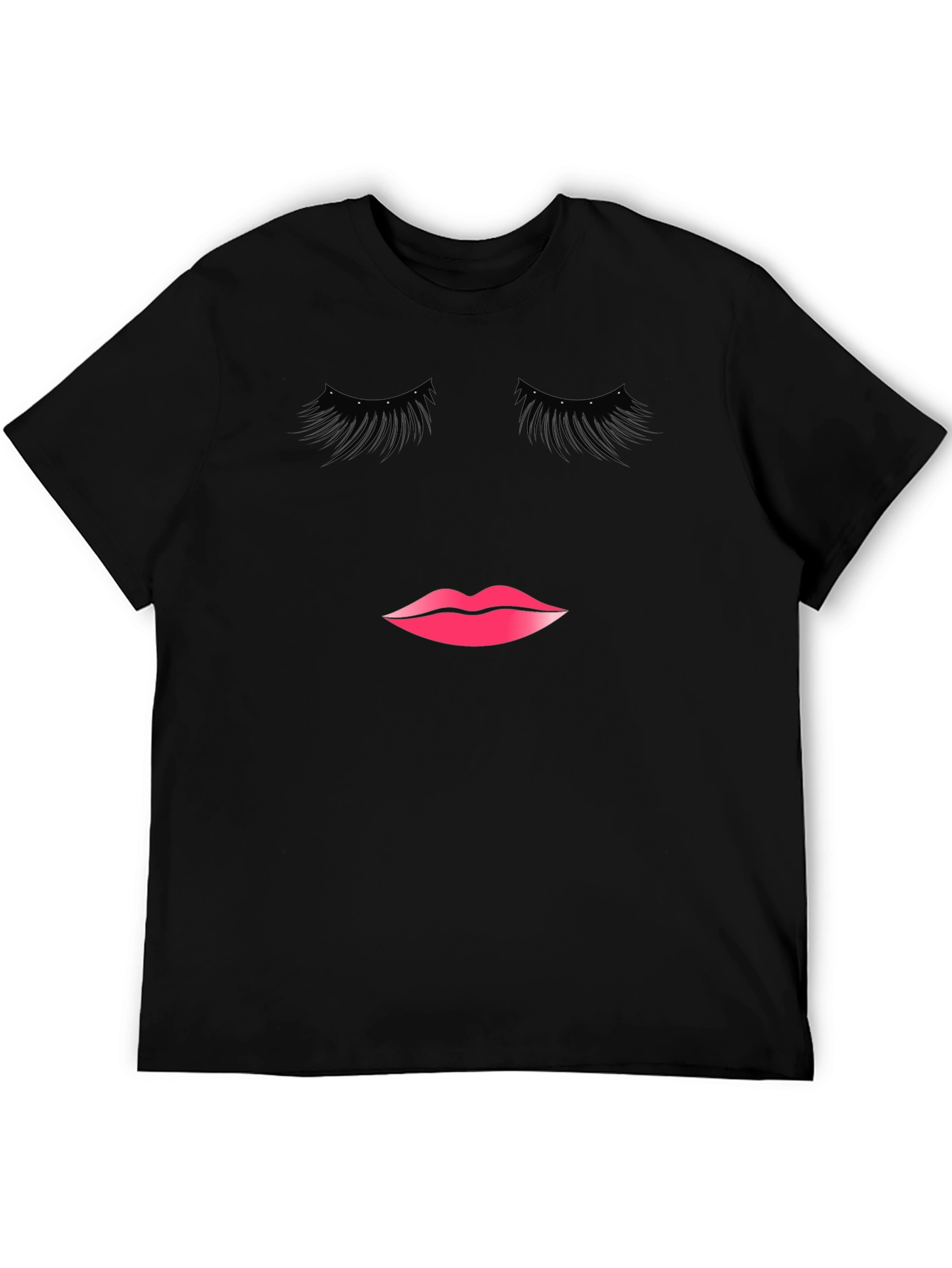 Black Eyelashes and Lips Graphic Tee - Black view 5